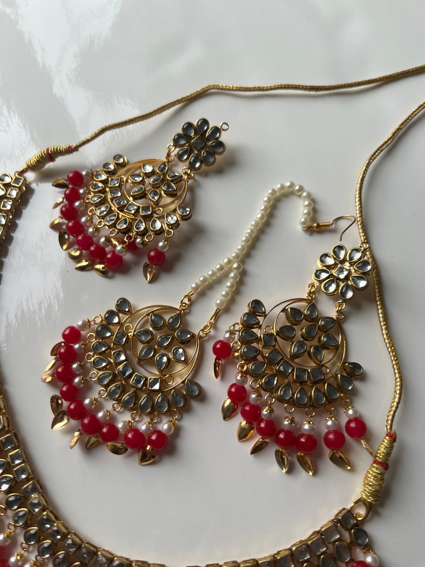 Hot Pink Faux Kundan Set