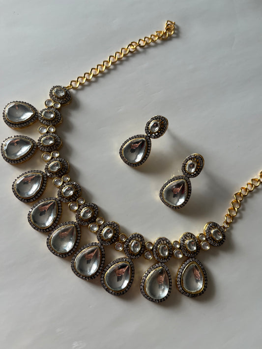 Kundan Teardrop Necklace Set