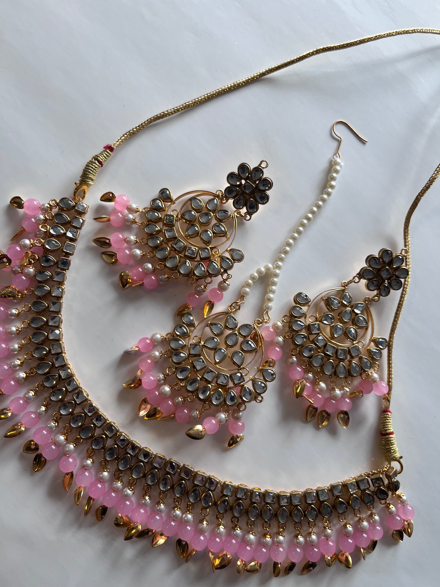 Pink Faux Kundan Necklace Set