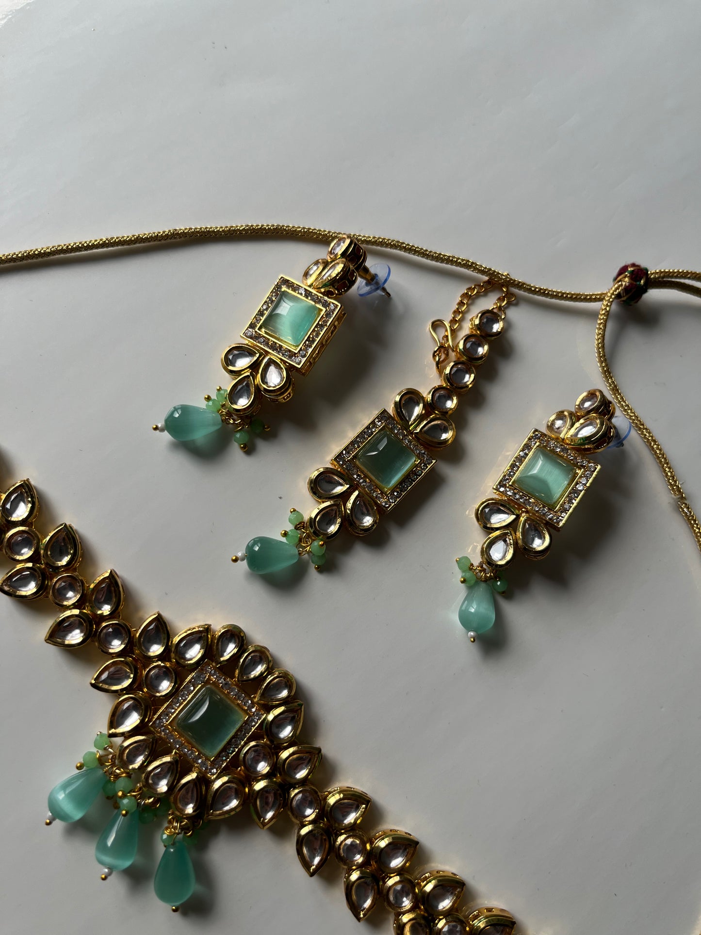 Kundan Blue Green Choker Set