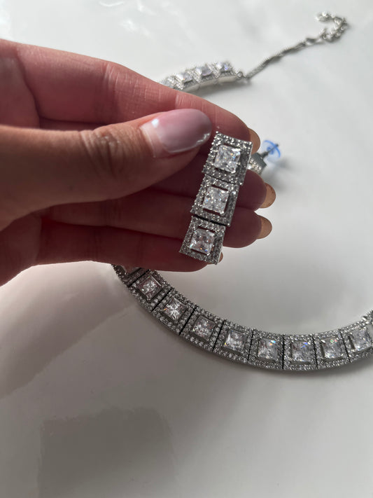 American Diamond Silver Necklace