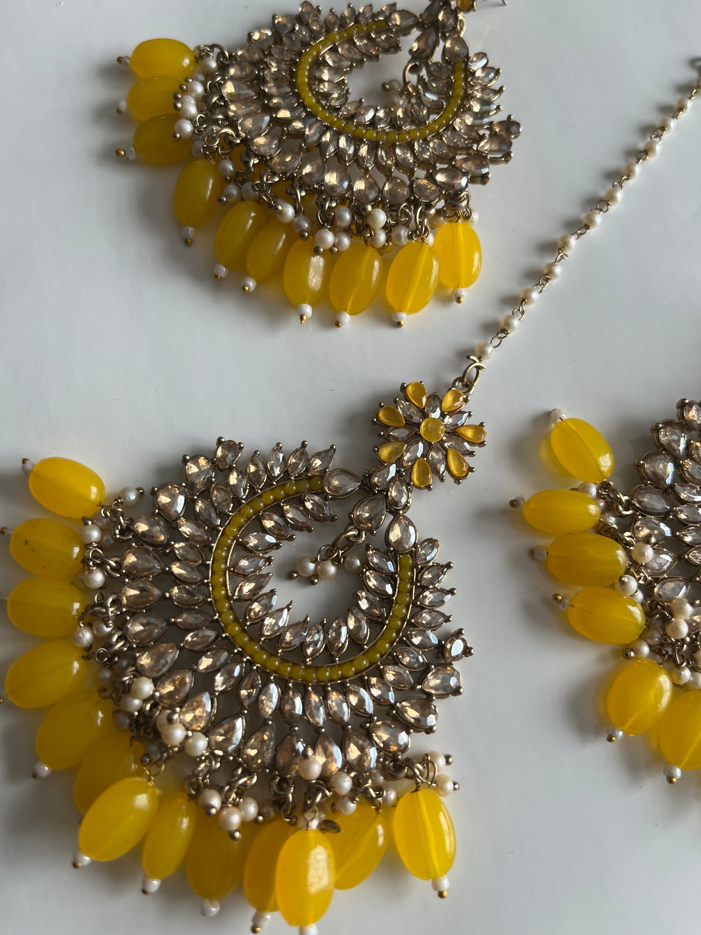 Bright Yellow Statement Earring Tikka