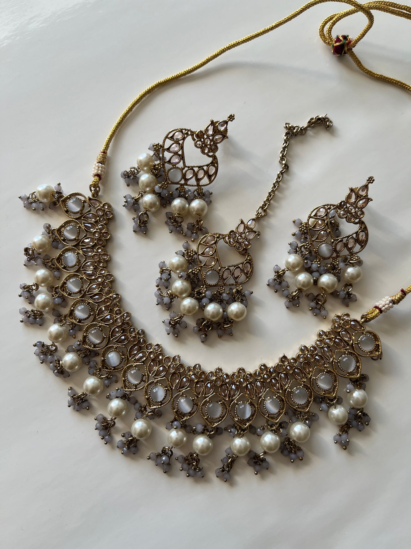 Grey Pearl Necklace Set