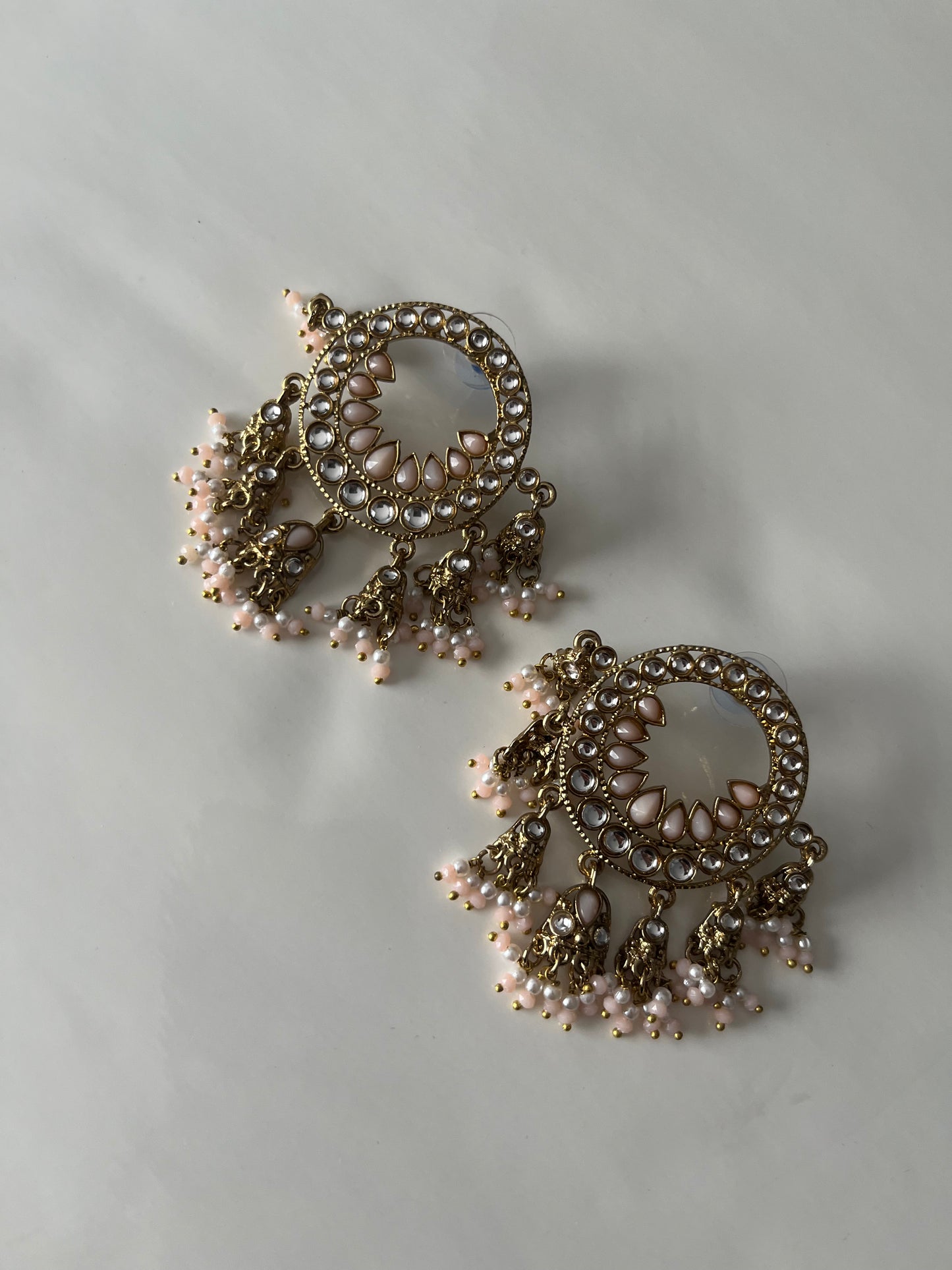 Peach Pink Round Statement Earring