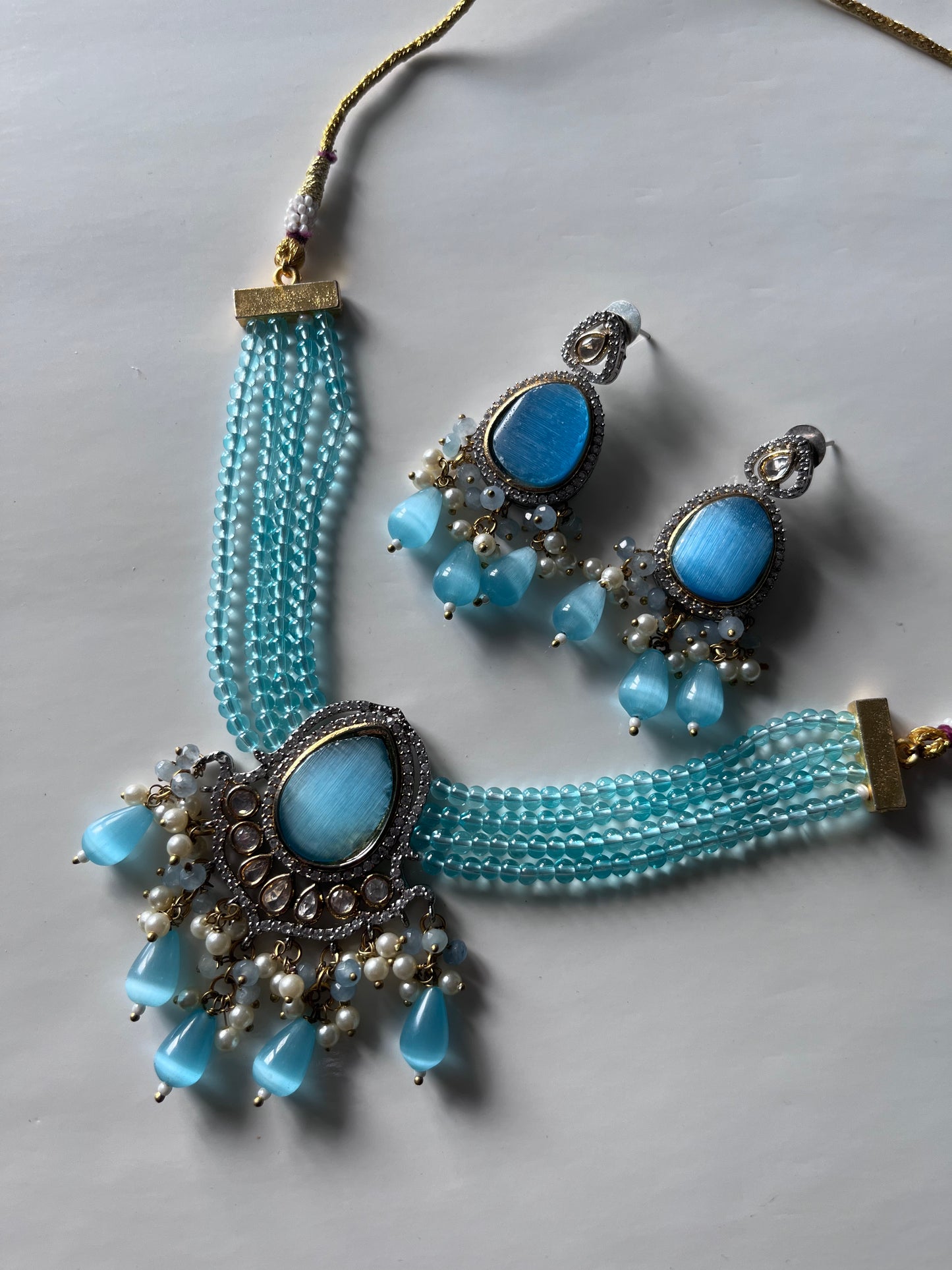 Blue Victorian Kundan Set