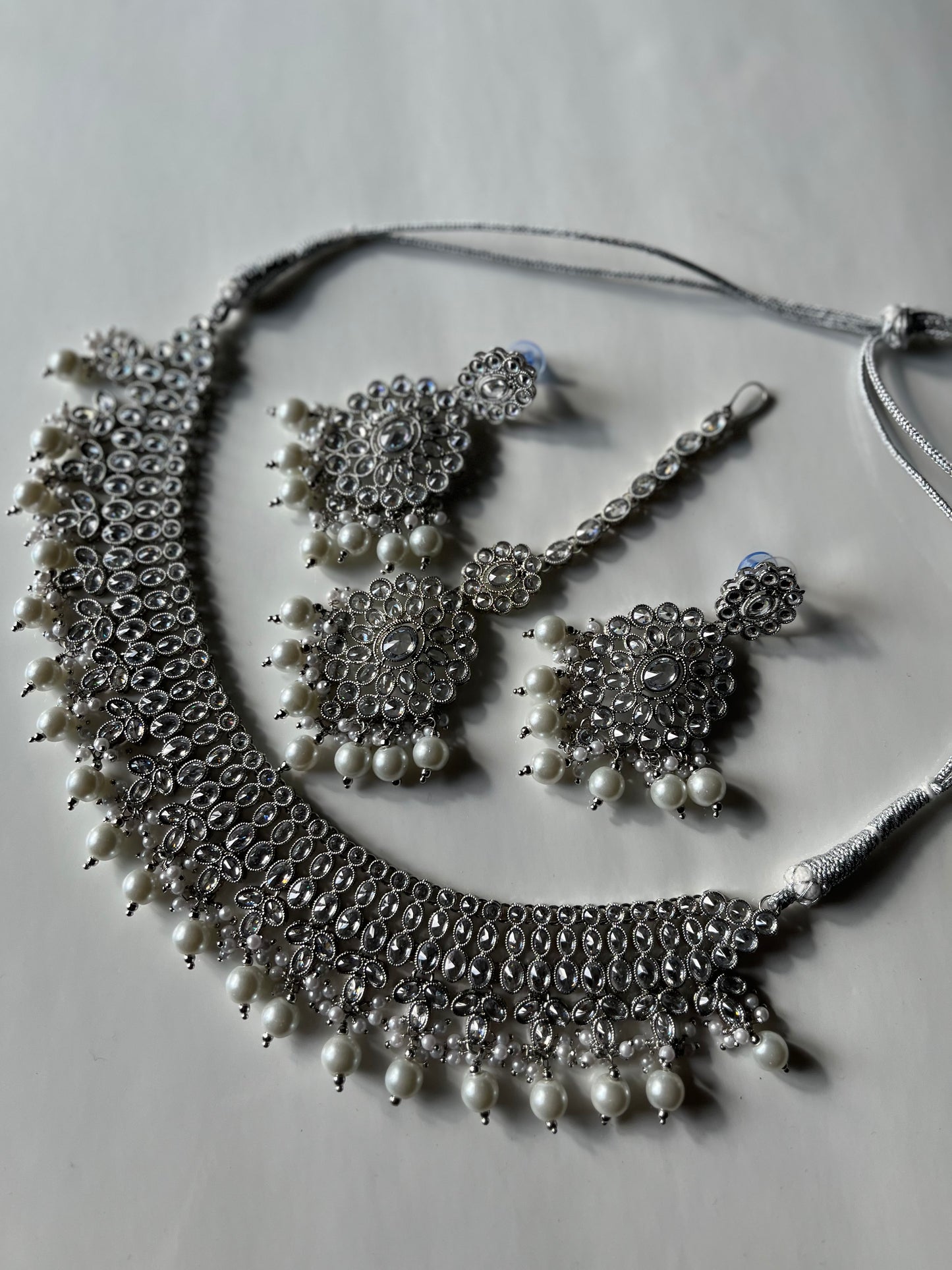 Silver Polki Necklacr Set