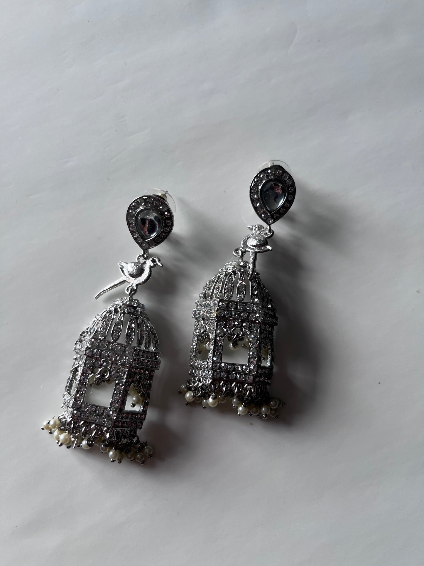 Silver Kabutar Cage Earrings