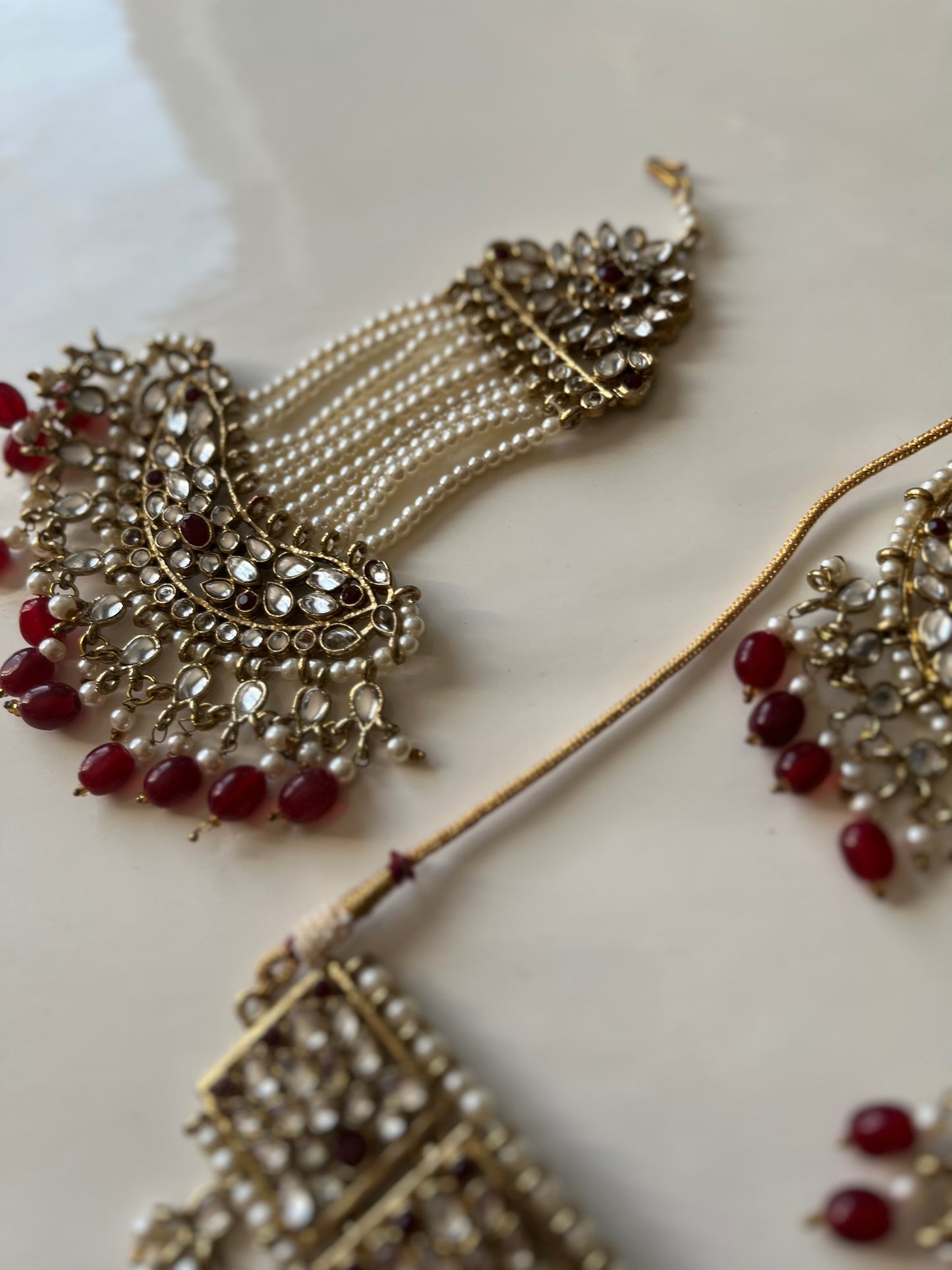 Pakistani Red Choker Set With Passa