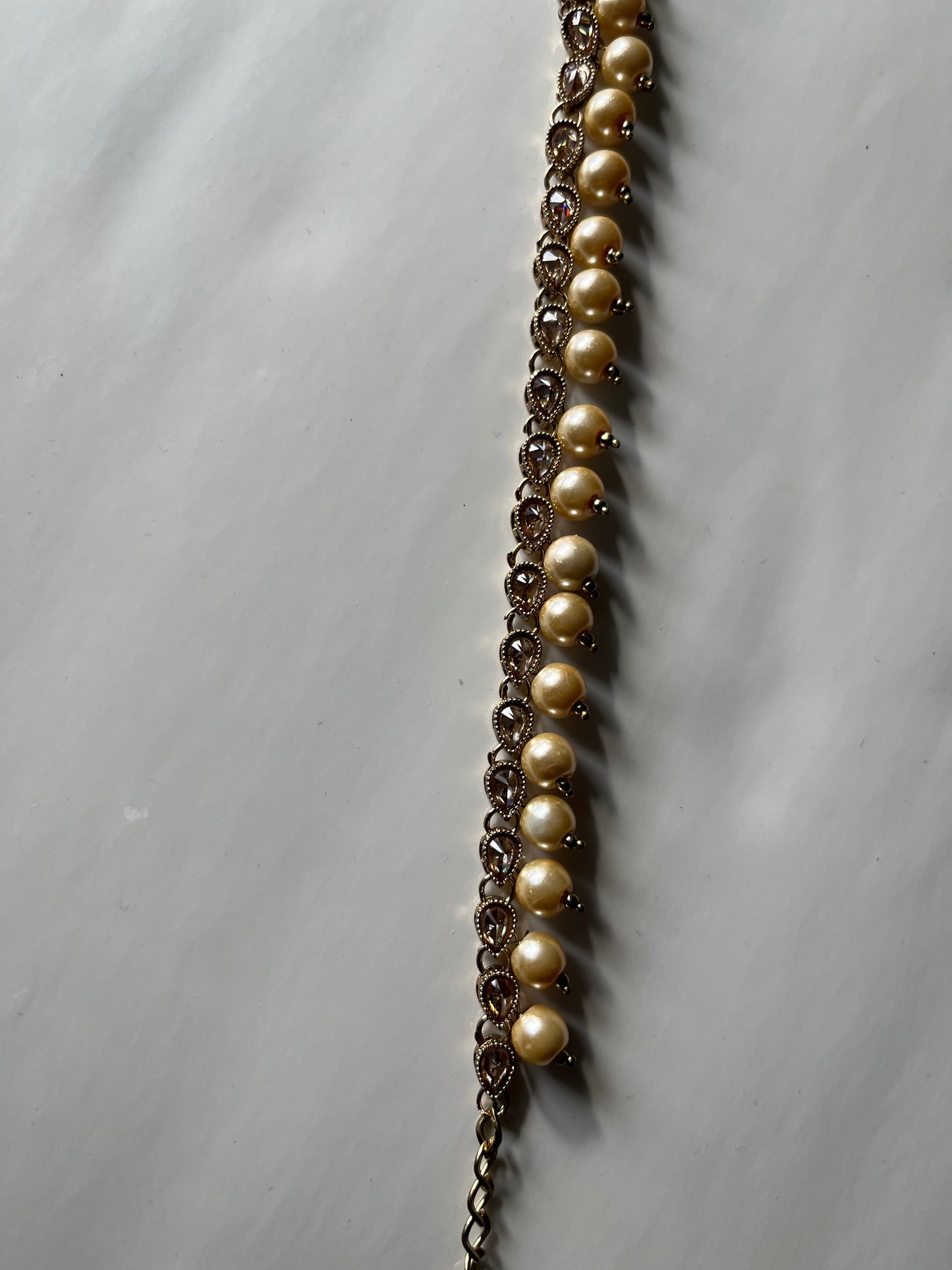 Gold Pearl Teardrop Polki Waistchain