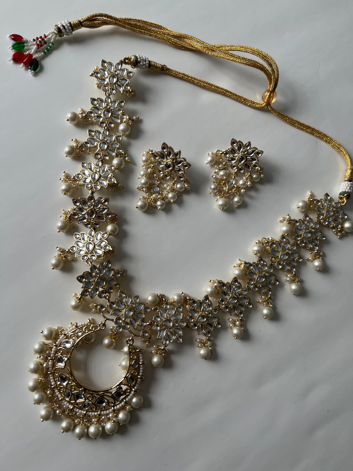 Long Faux Kundan Necklace Earring