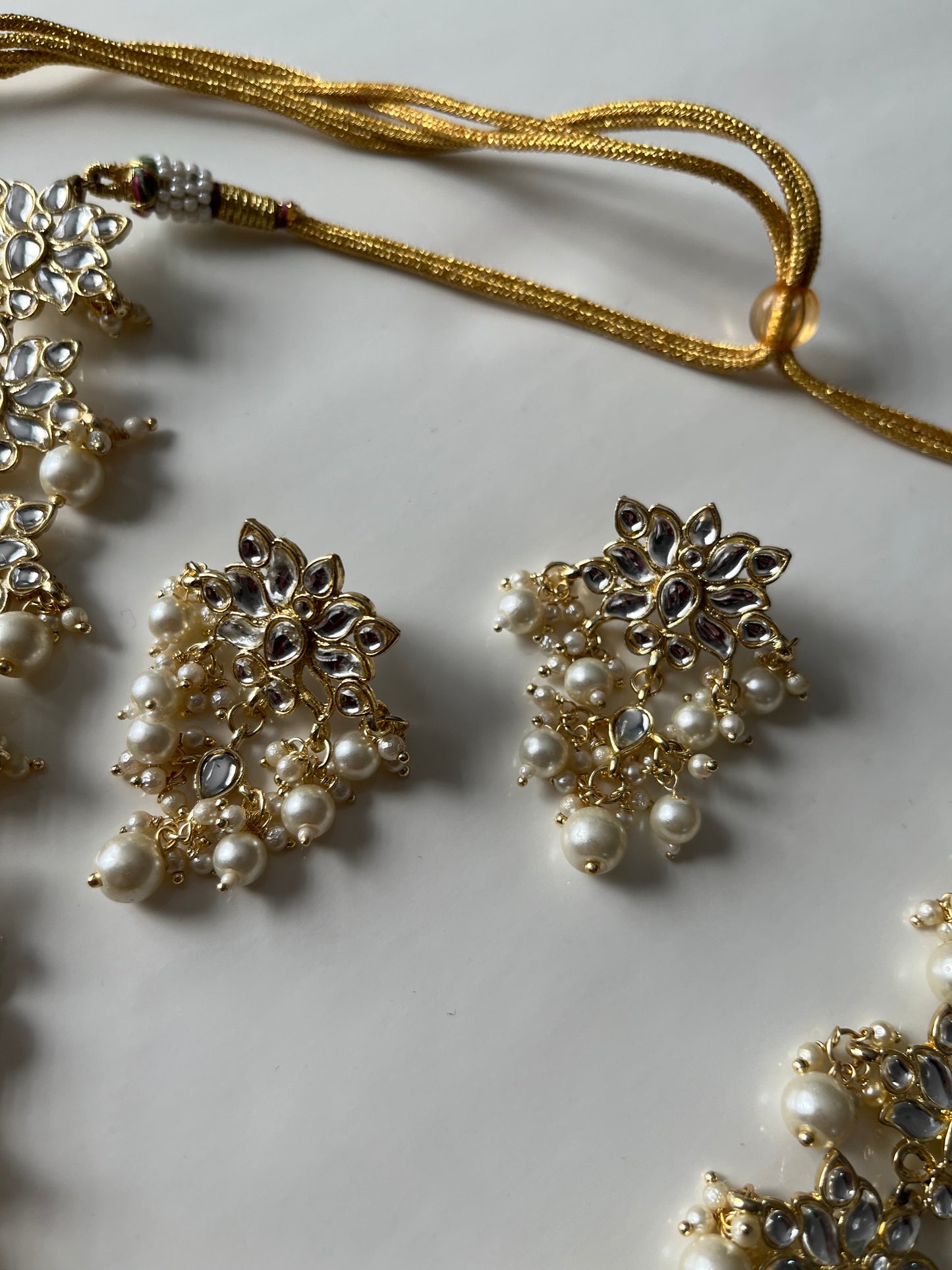 Long Faux Kundan Necklace Earring