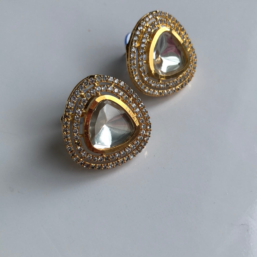 Kundan Statement Gold Studs