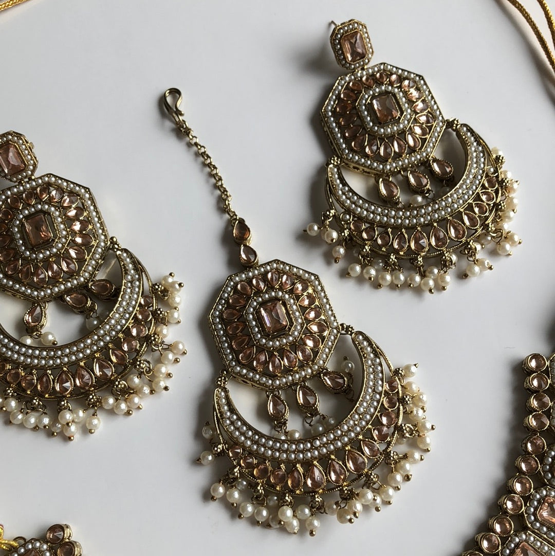 Ballroom Necklace Earring Tikka Set