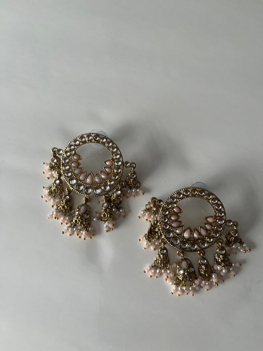 Peach Pink Round Statement Earring