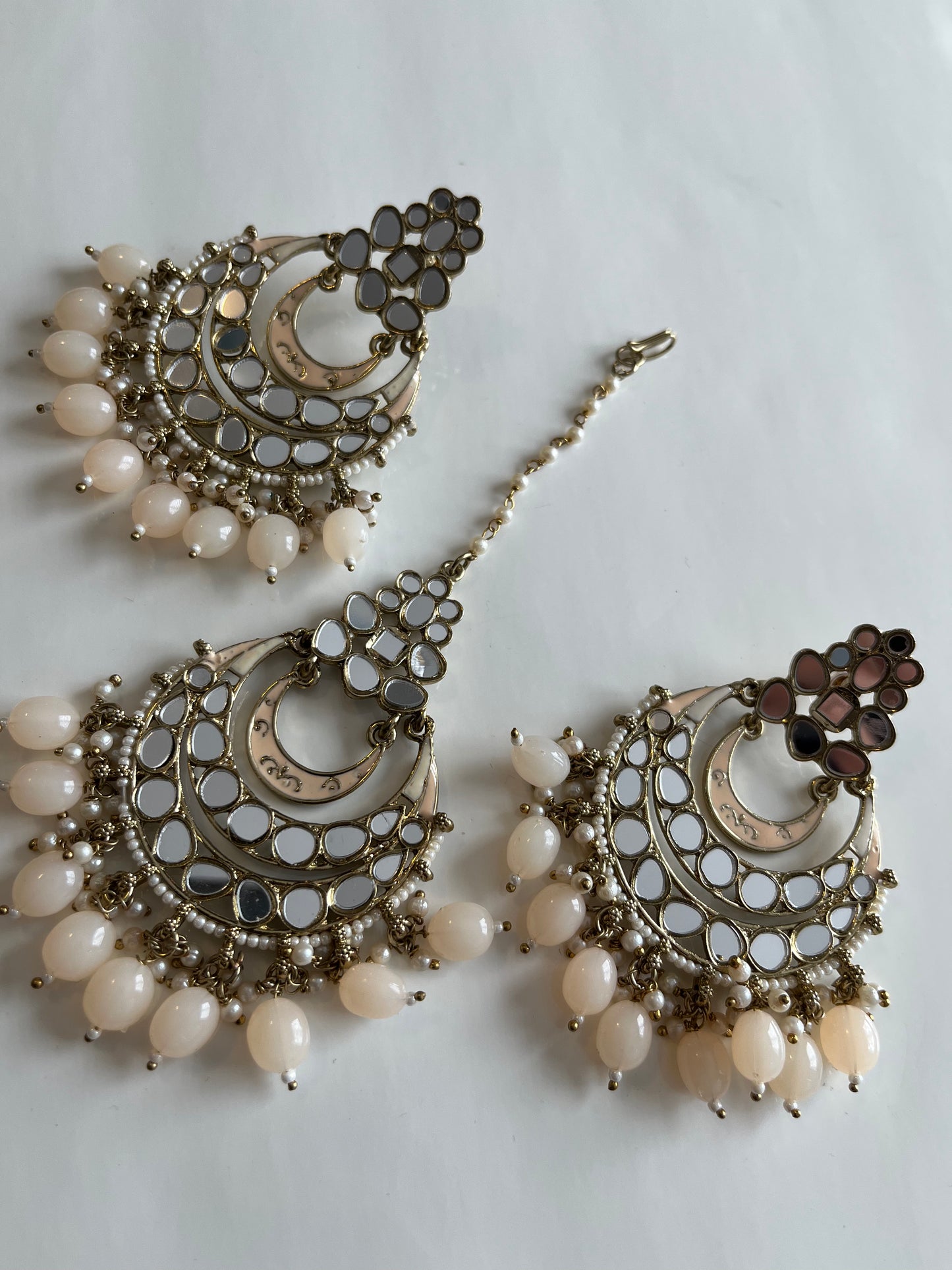 Mirror Peach Earring Tikka