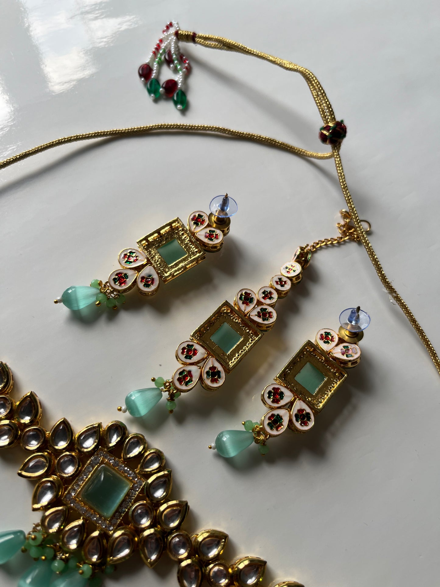 Kundan Blue Green Choker Set