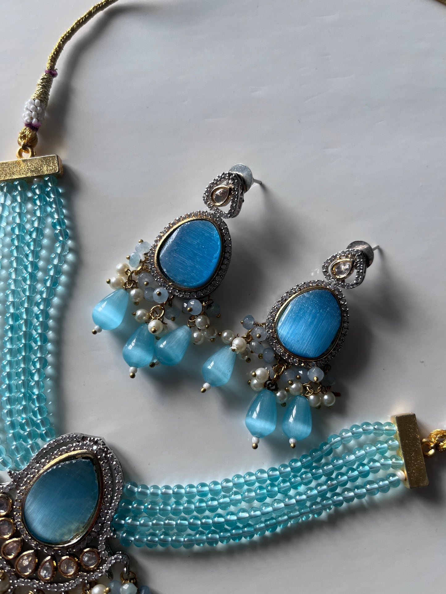 Blue Victorian Kundan Set