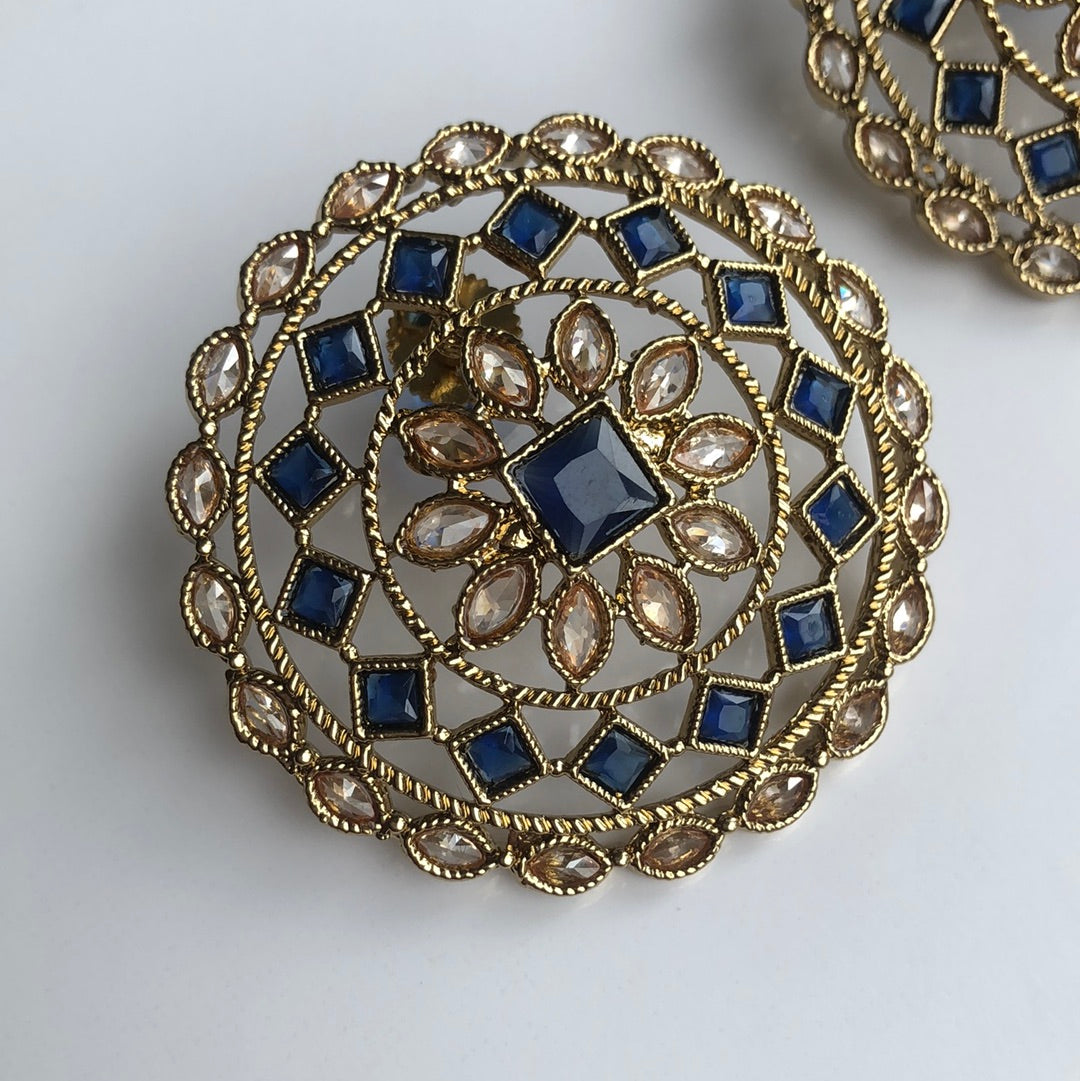 Geometric Deep Blue Studs