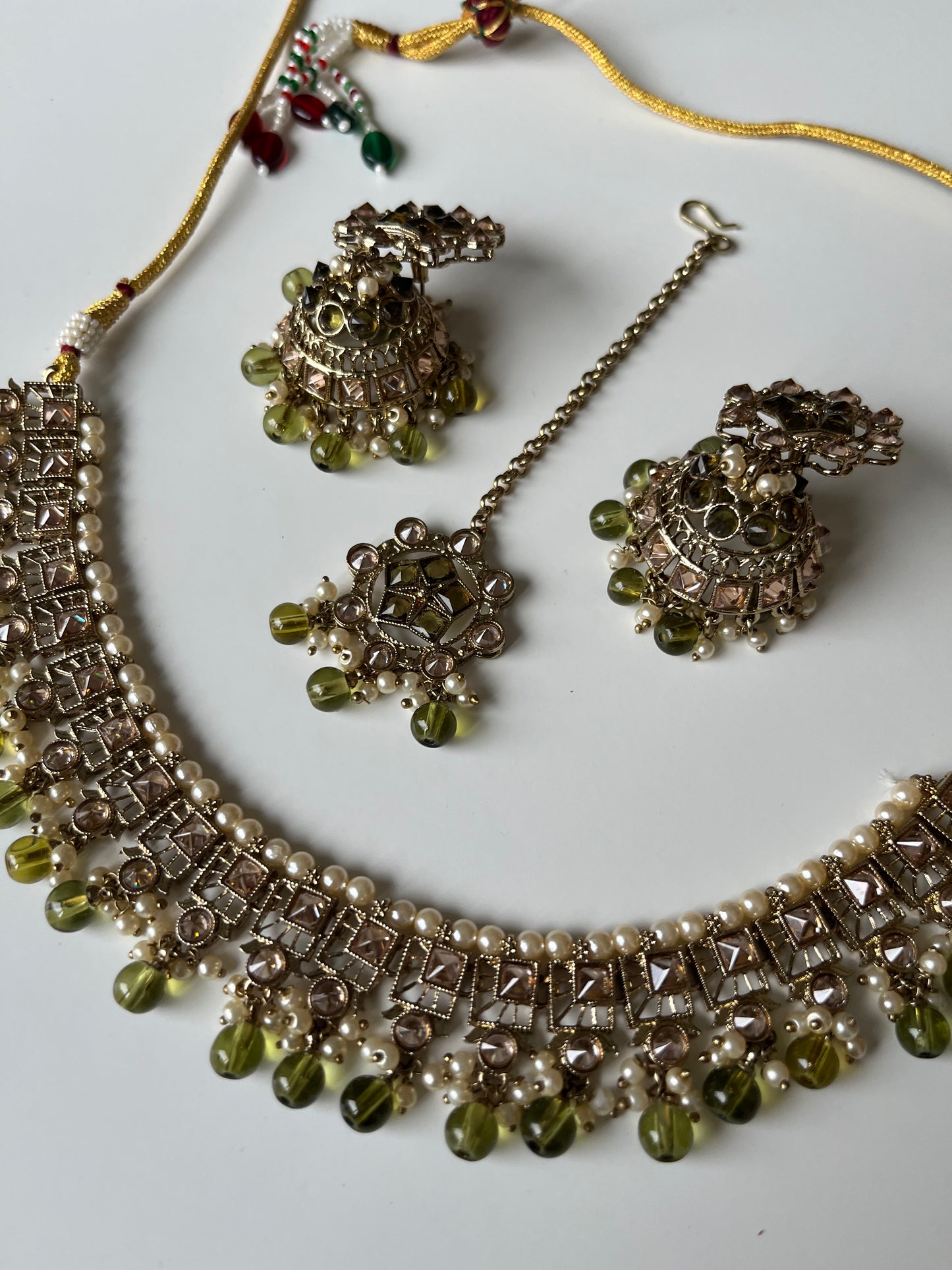 Mehndi Green Bridesmaid Necklace Choker Ser
