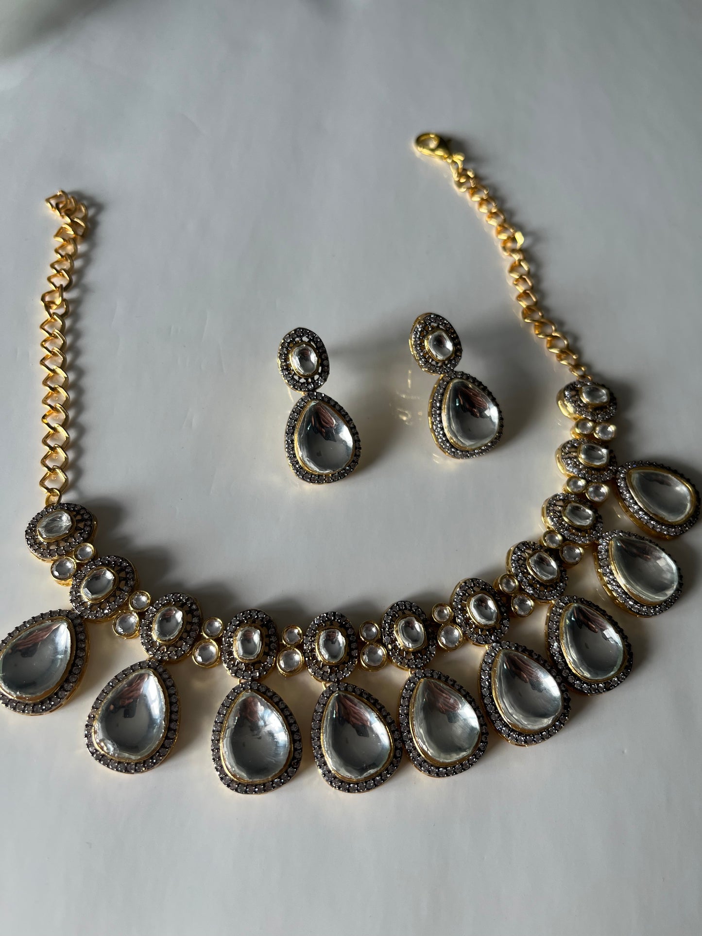 Kundan Teardrop Necklace Set