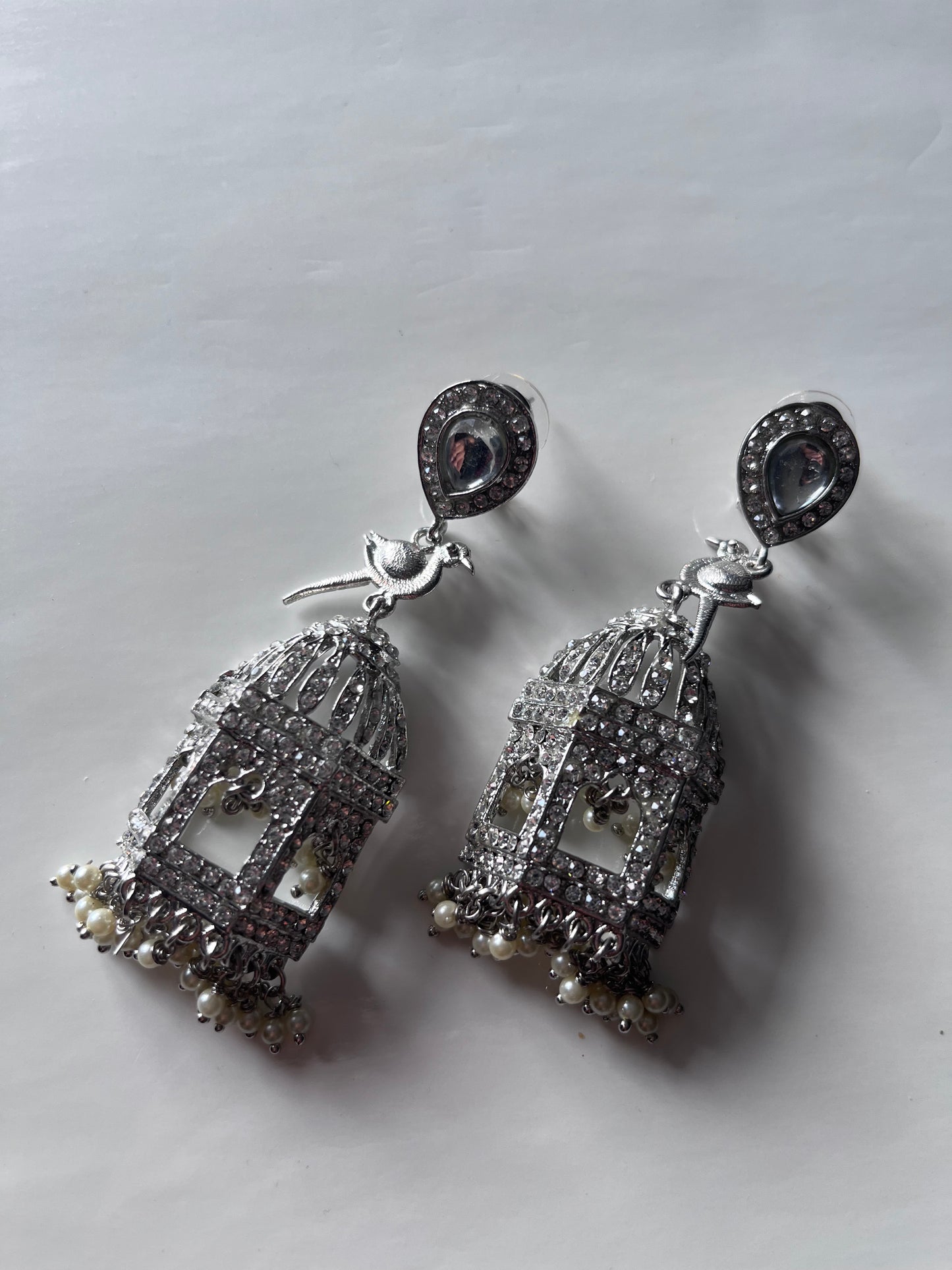 Silver Kabutar Cage Earrings