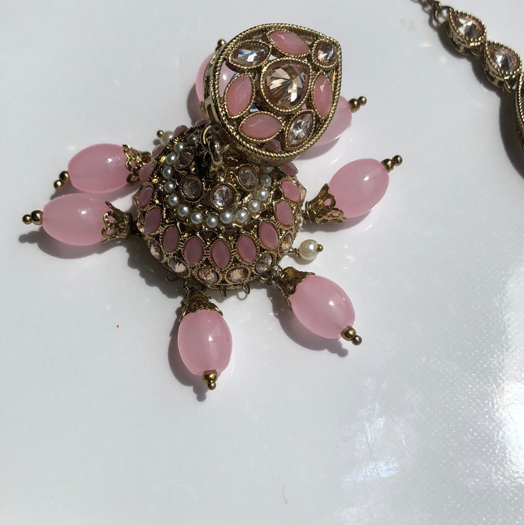Blush Pink Necklace Jumke Earring Tikka Set