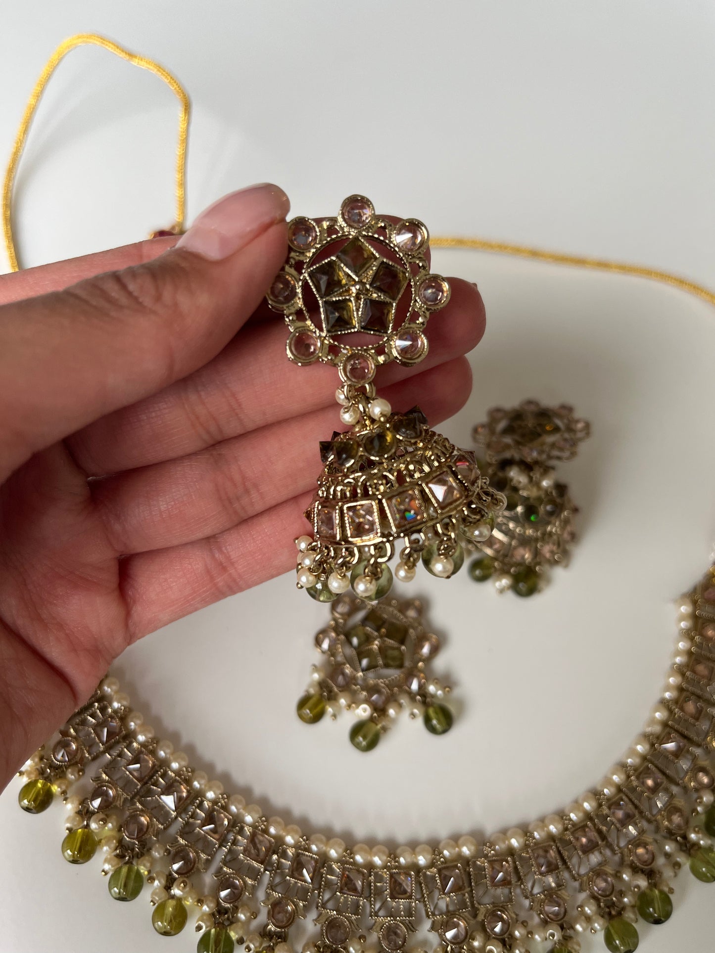 Mehndi Green Bridesmaid Necklace Choker Ser