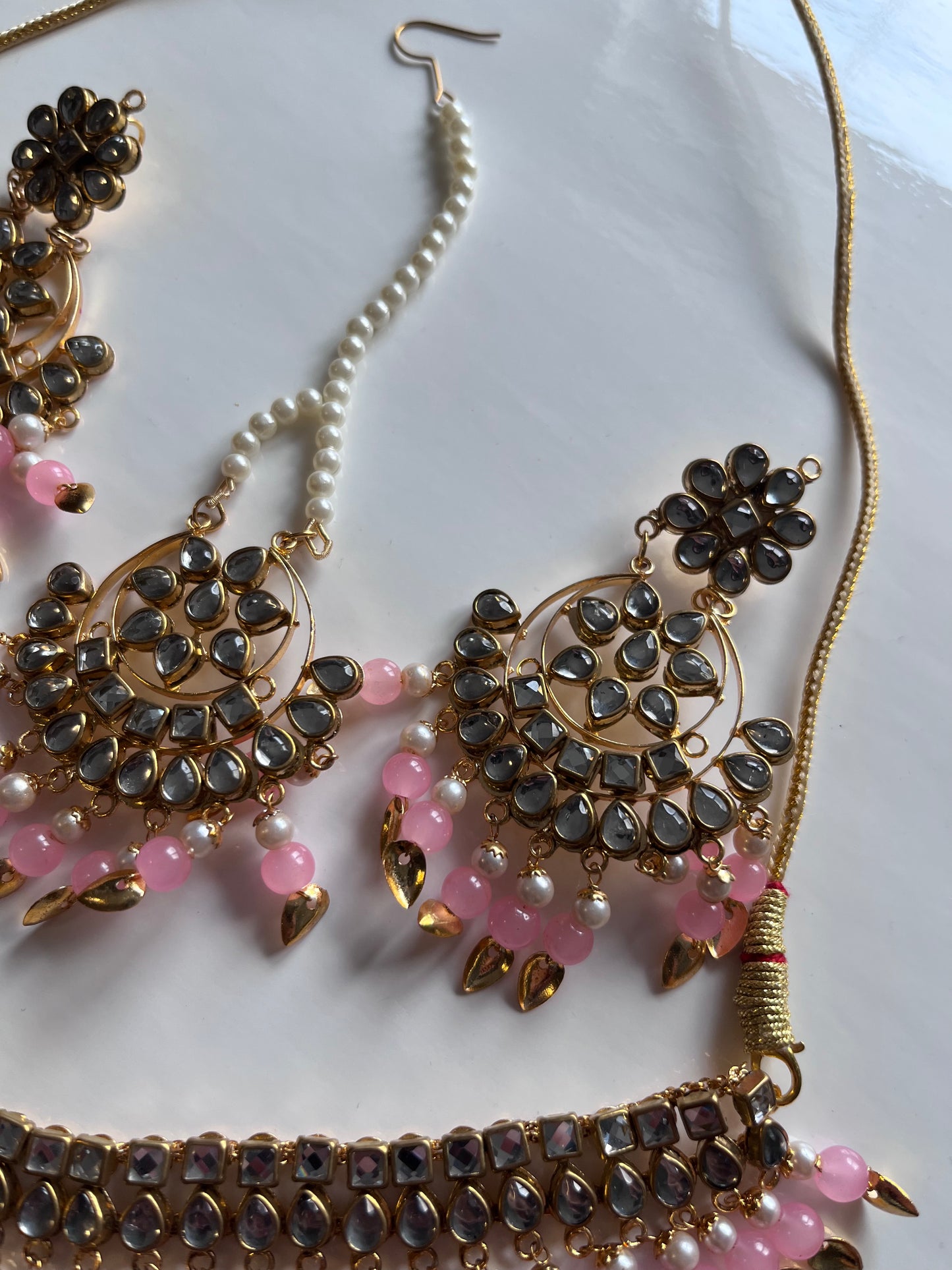 Pink Faux Kundan Necklace Set