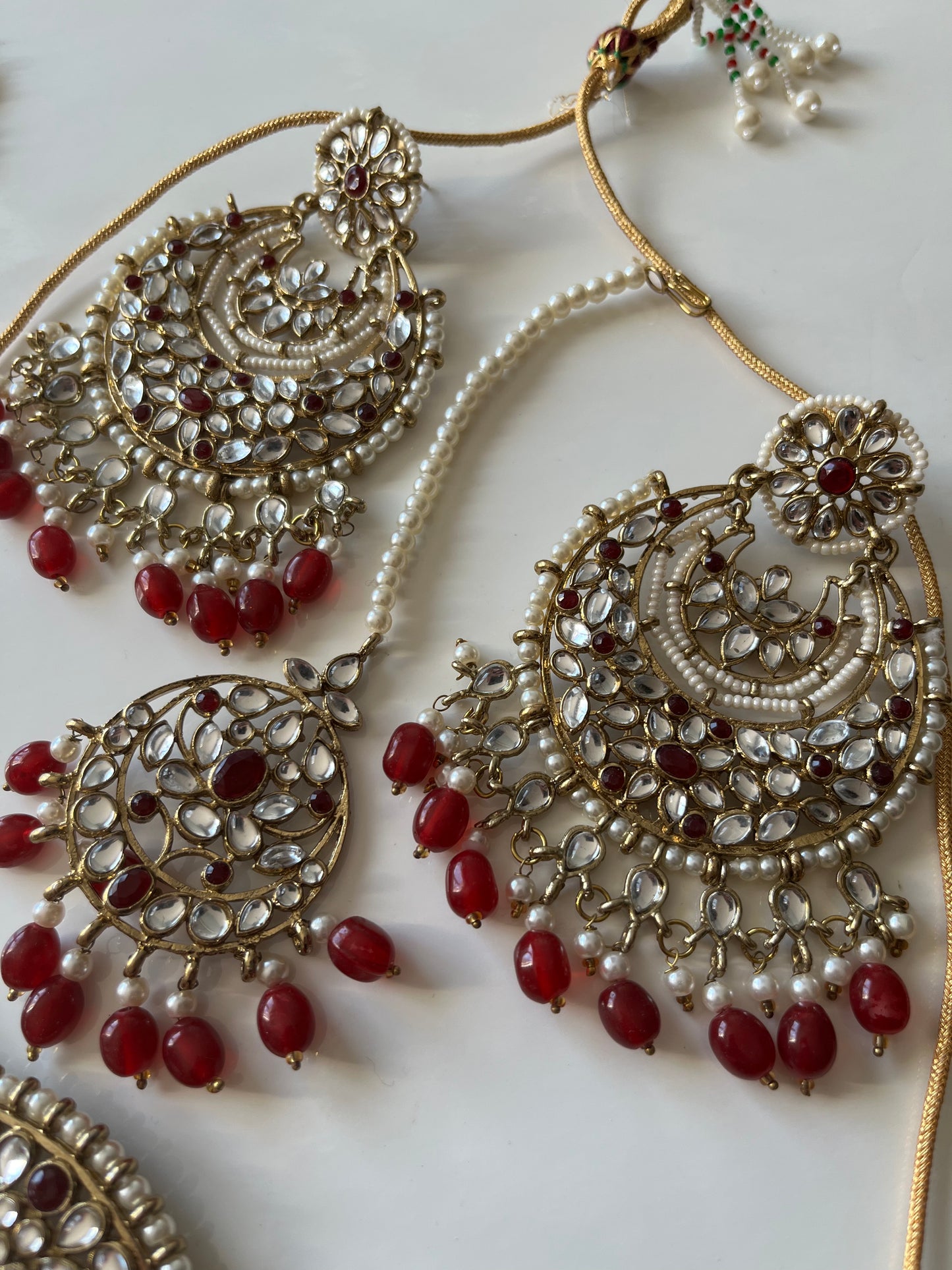 Pakistani Red Choker Set With Passa