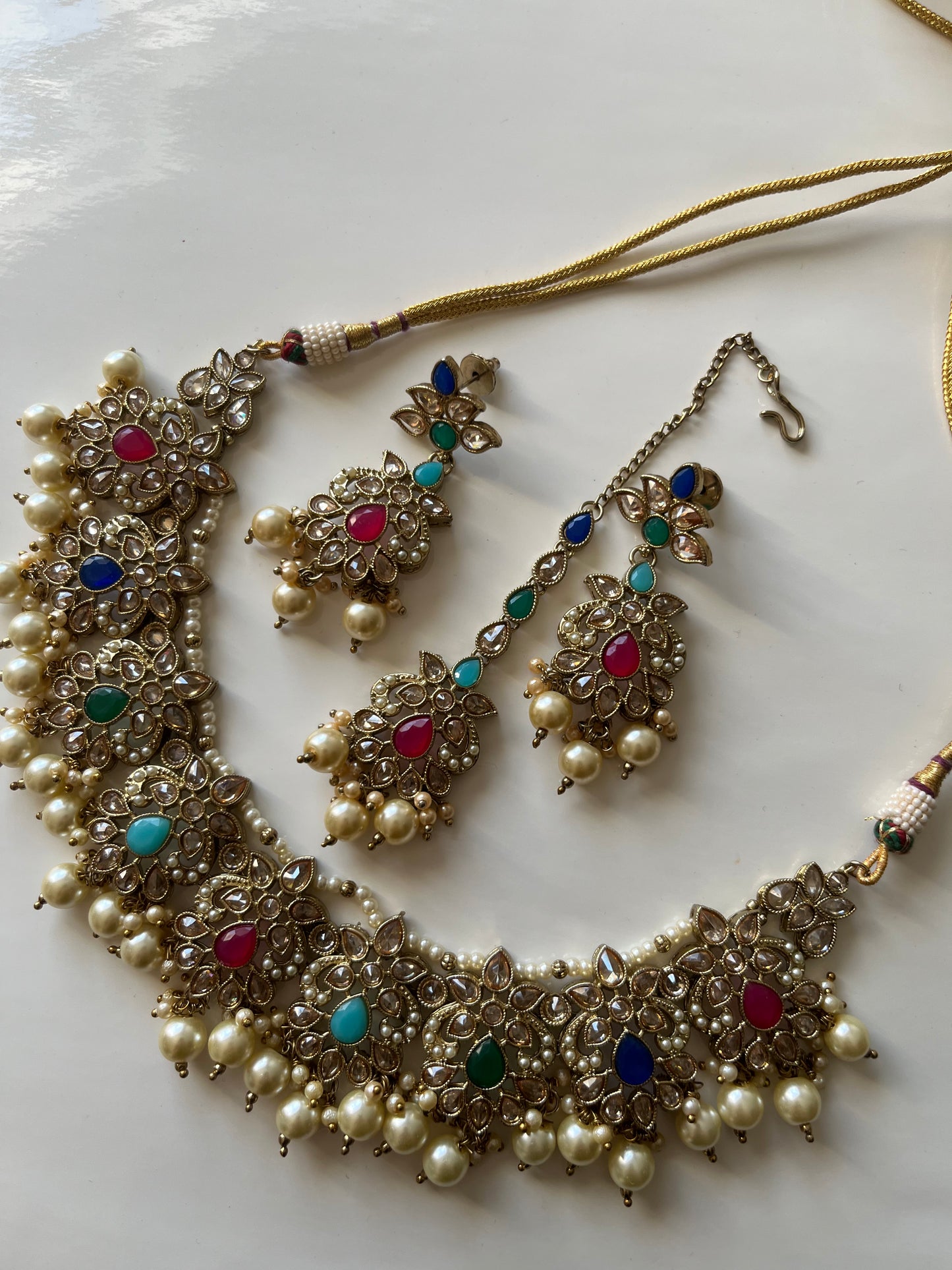 Multicolour Polki Necklace Set