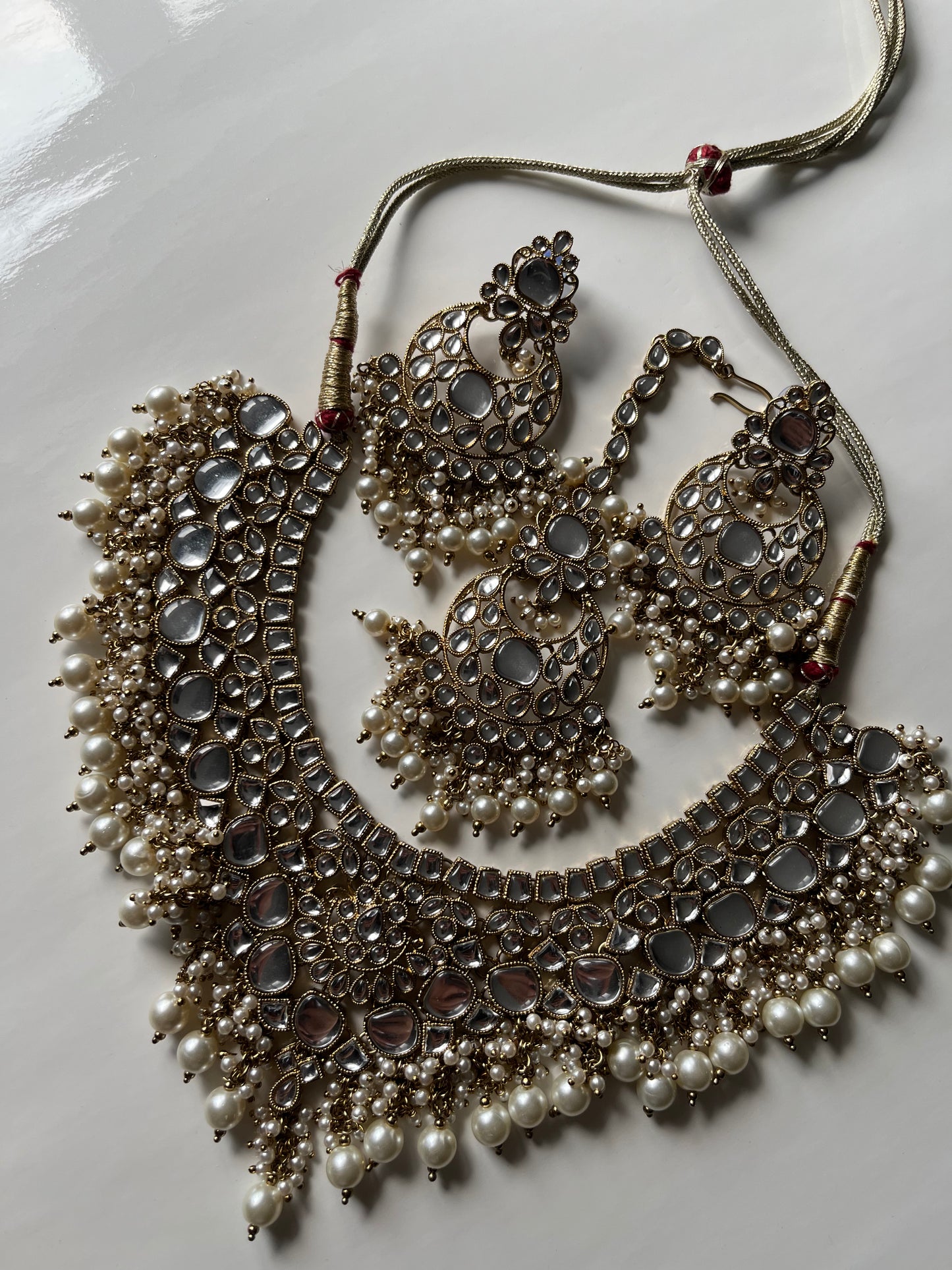 Royal Faux Kundan White Pearl Bridal Set