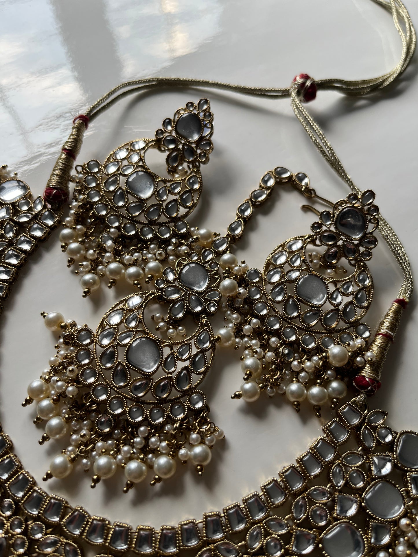 Royal Faux Kundan White Pearl Bridal Set