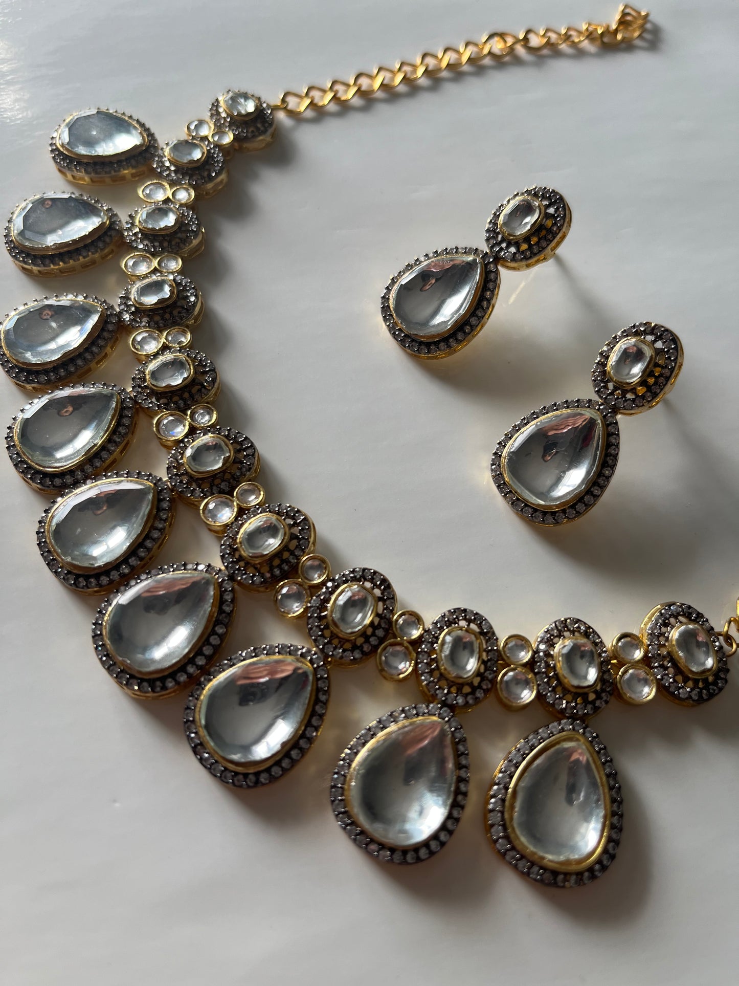 Kundan Teardrop Necklace Set