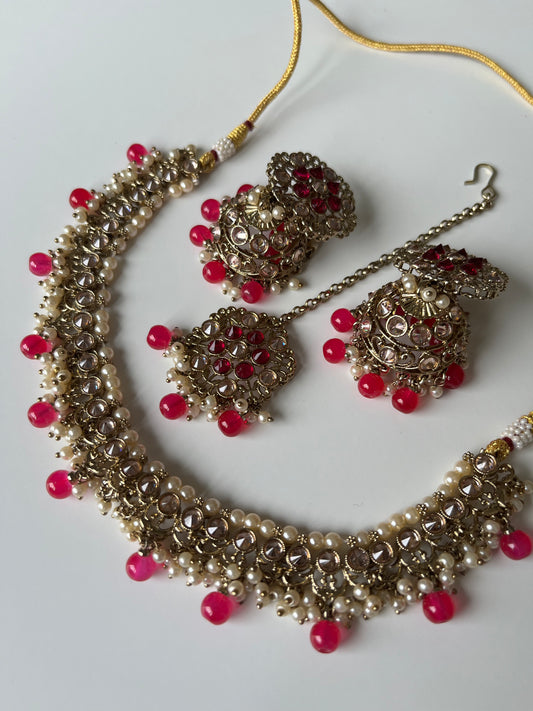 Bridesmaids Hot Pink Necklace Set