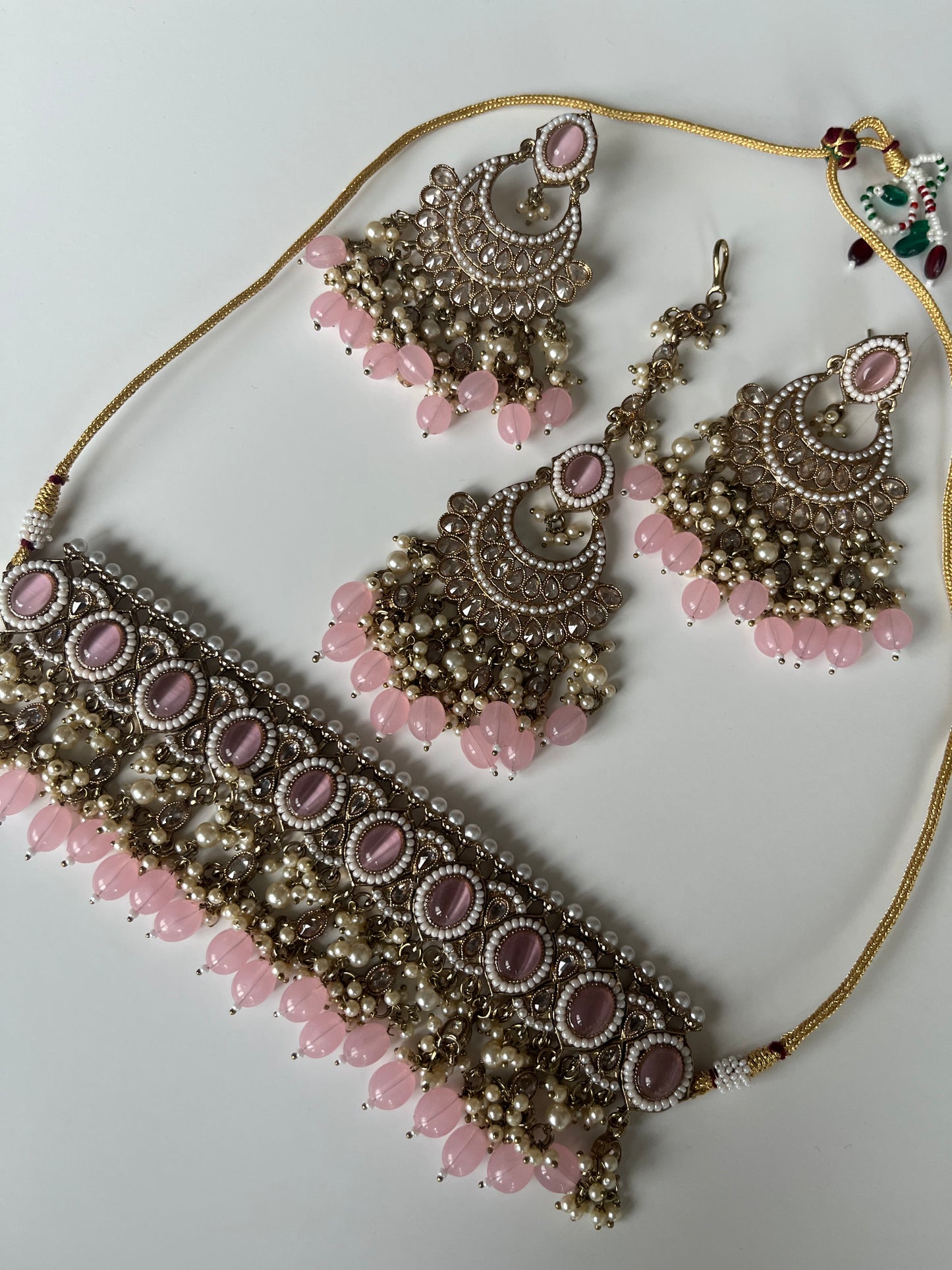 Pink Oval Choket Set