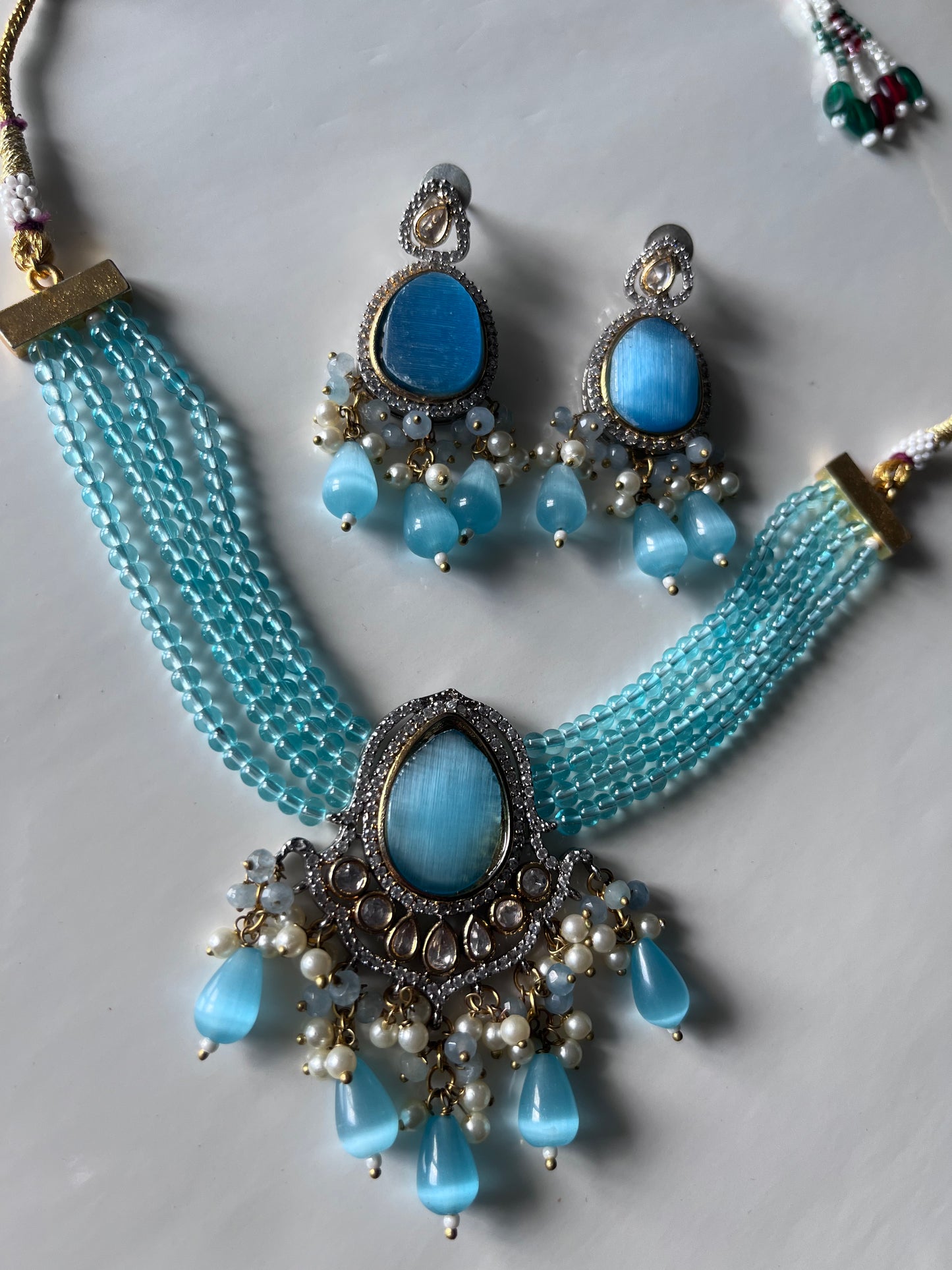 Blue Victorian Kundan Set