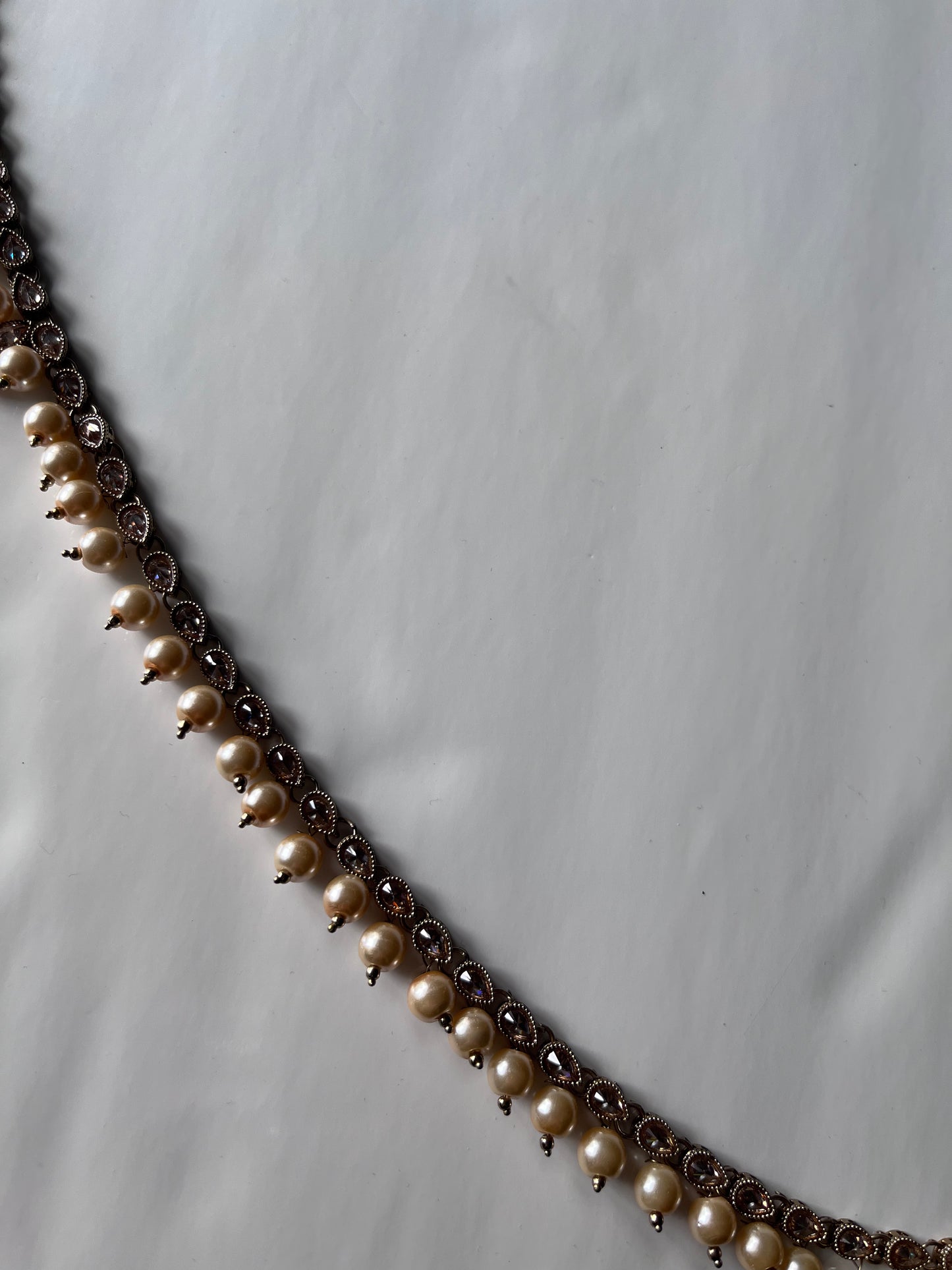 Gold Pearl Teardrop Polki Waistchain