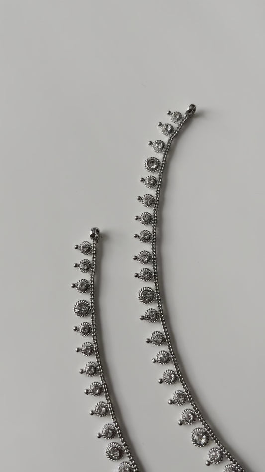 Crystal Silver Anklet Janjaran