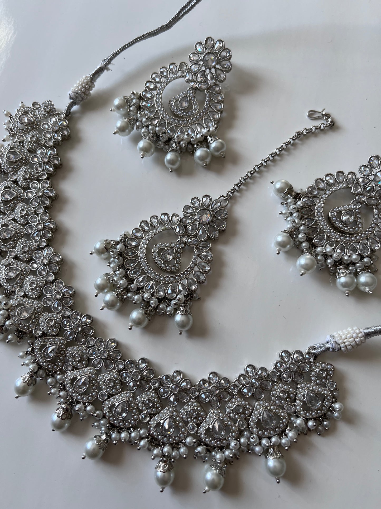 Statement Silver Necklace Set