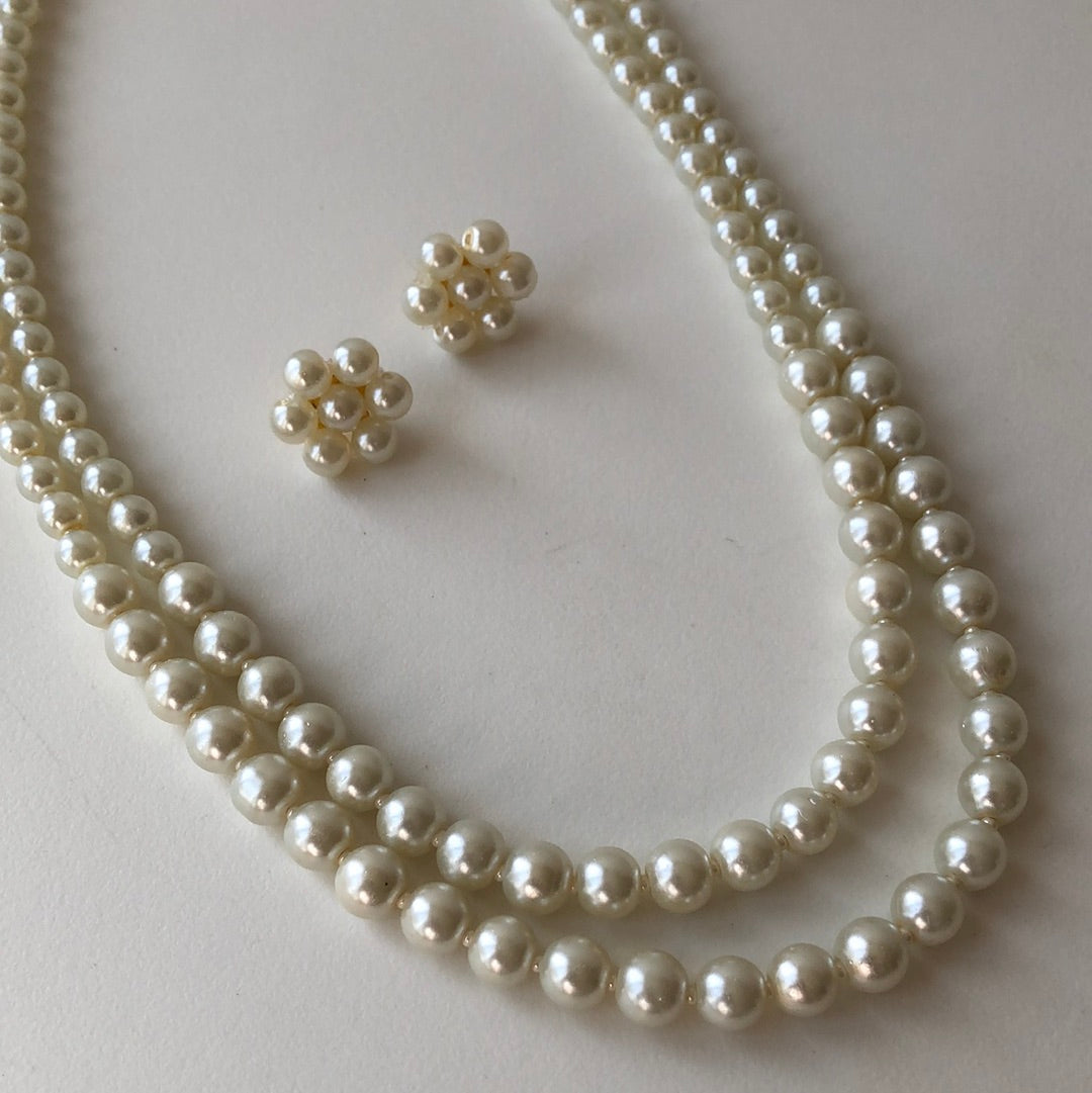 Ballroom Pearl Necklace Earring Set