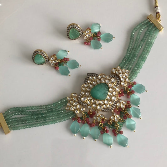 Pachi Kundan Sea Blue Stunning Showstopper Set