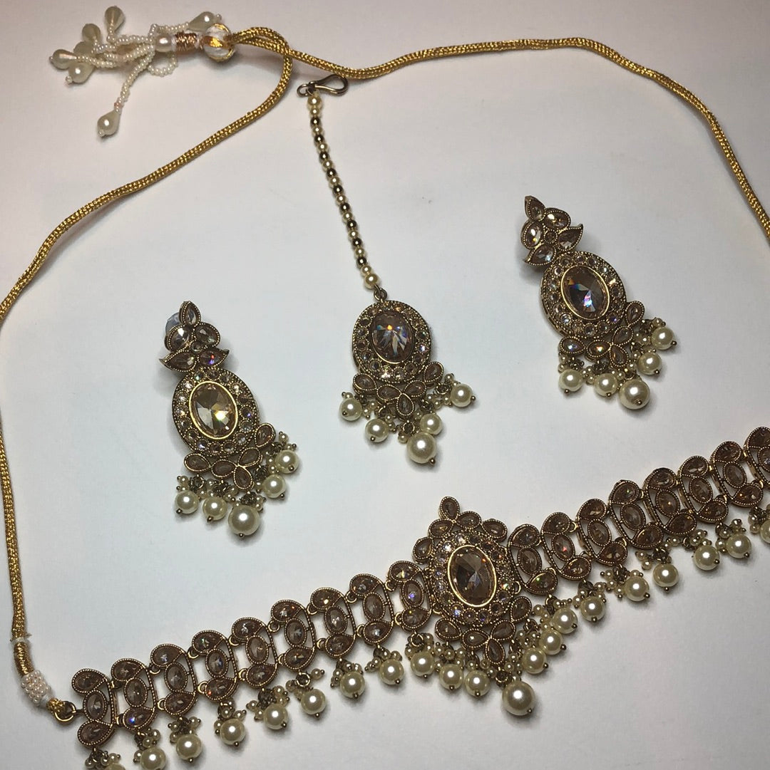 Polki Gold Oval Choker Set