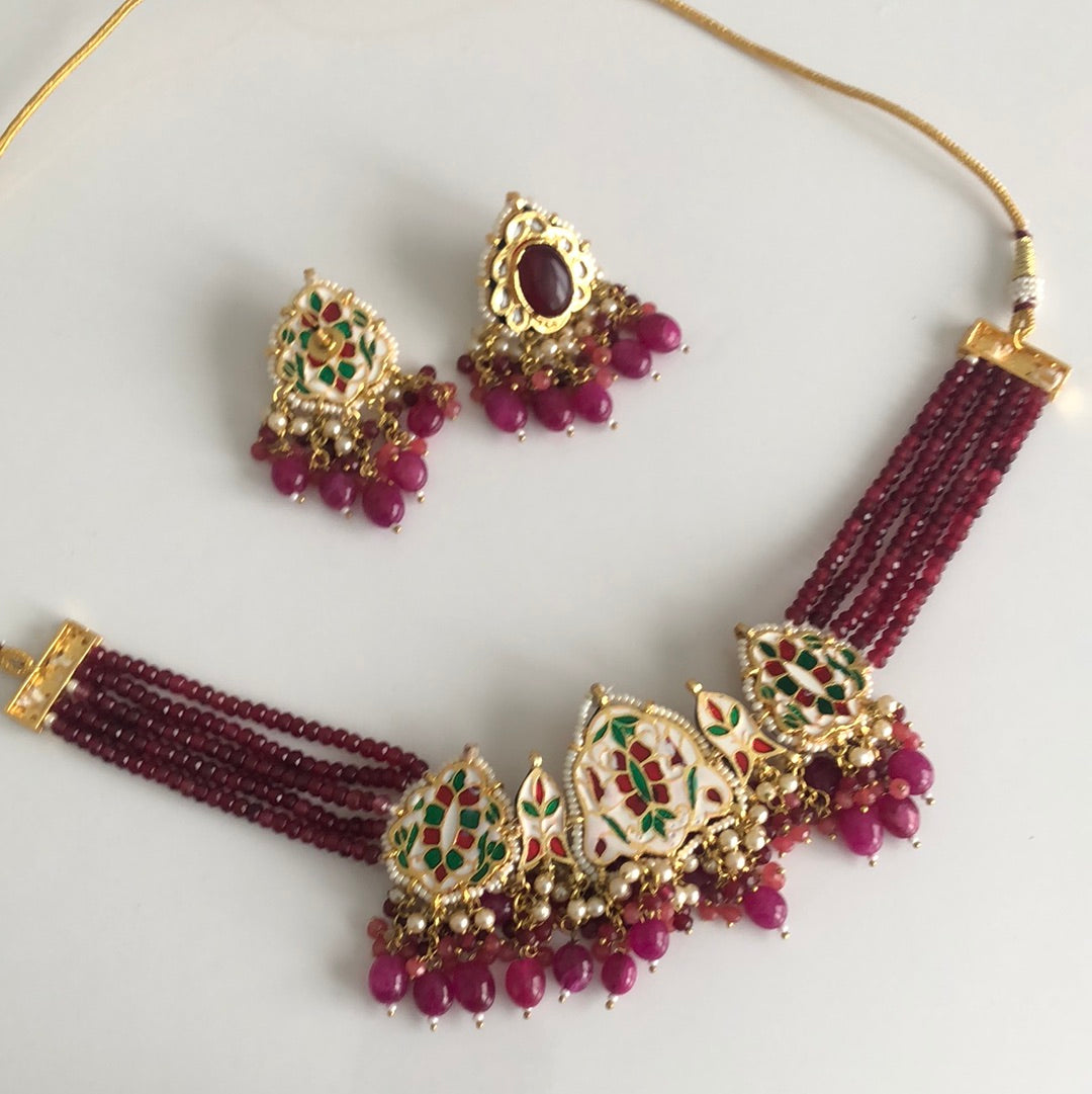 Fuchsia Pink Kundan Necklace