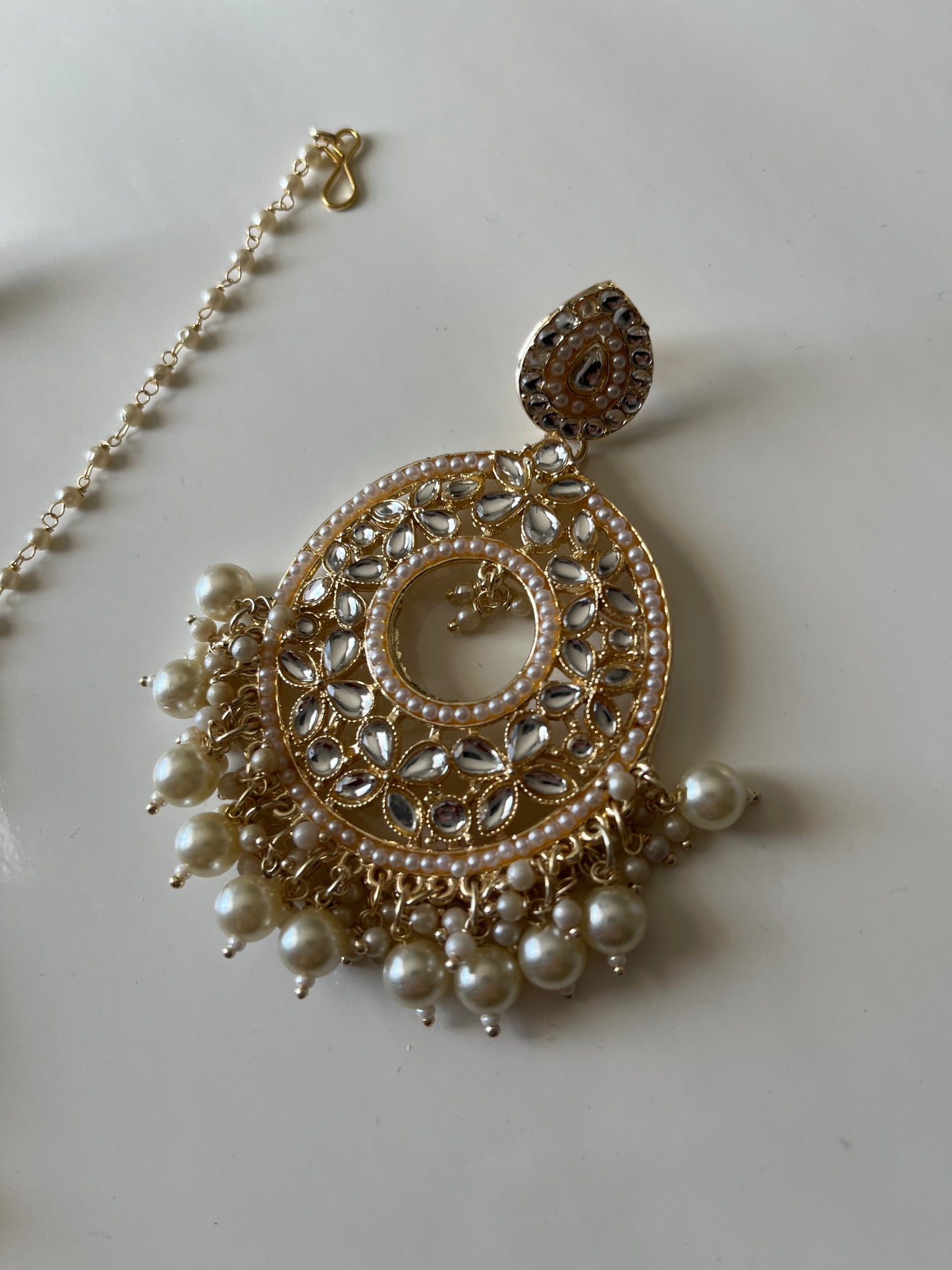 Pearl White Earring Tikka Set
