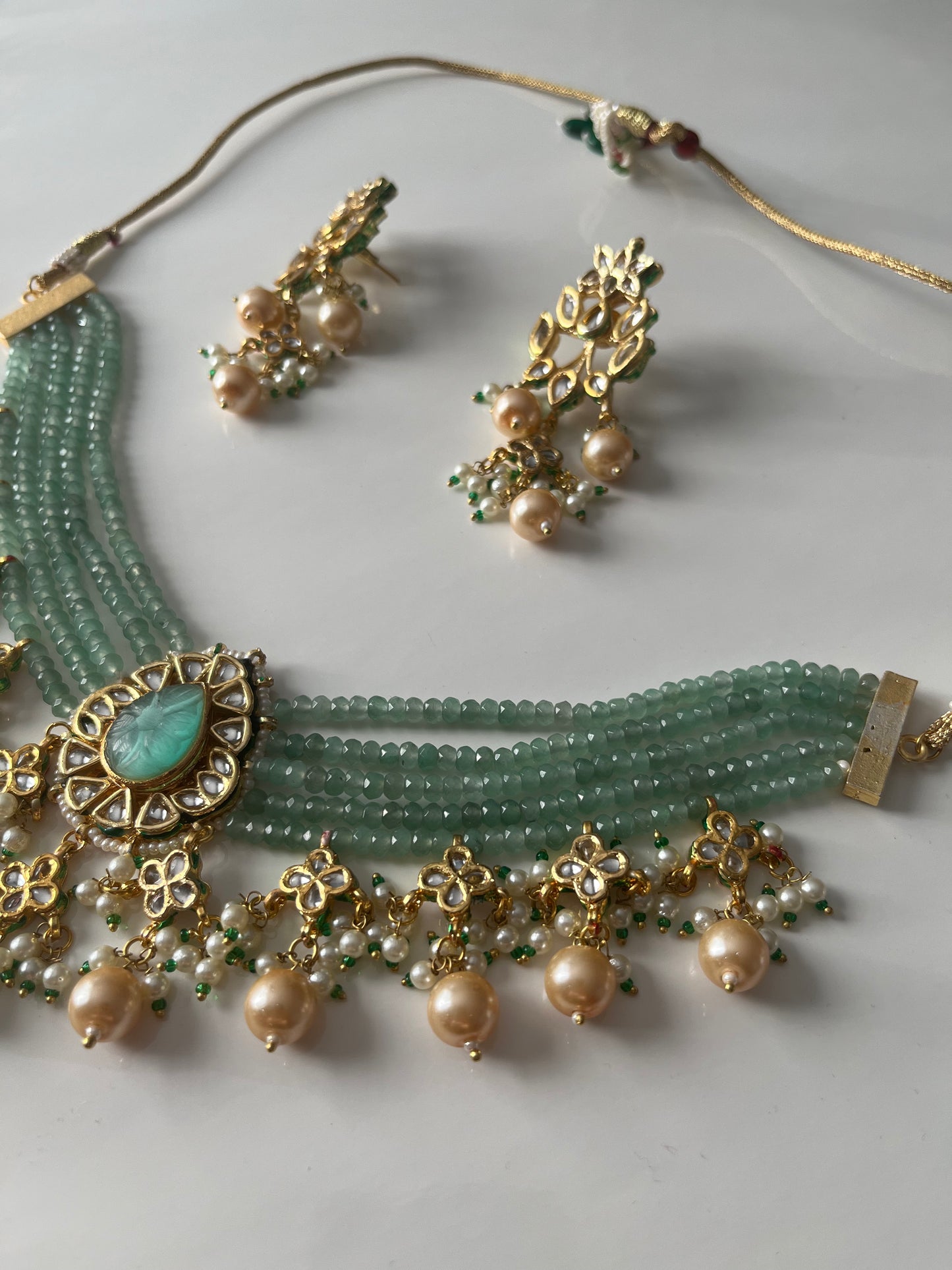 Seafoam Green Kundan Pearl Set