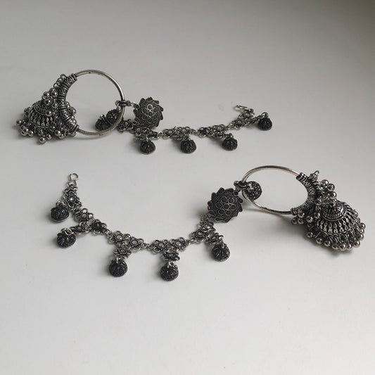 Oxidized Silver Jumke With Sahara Earring