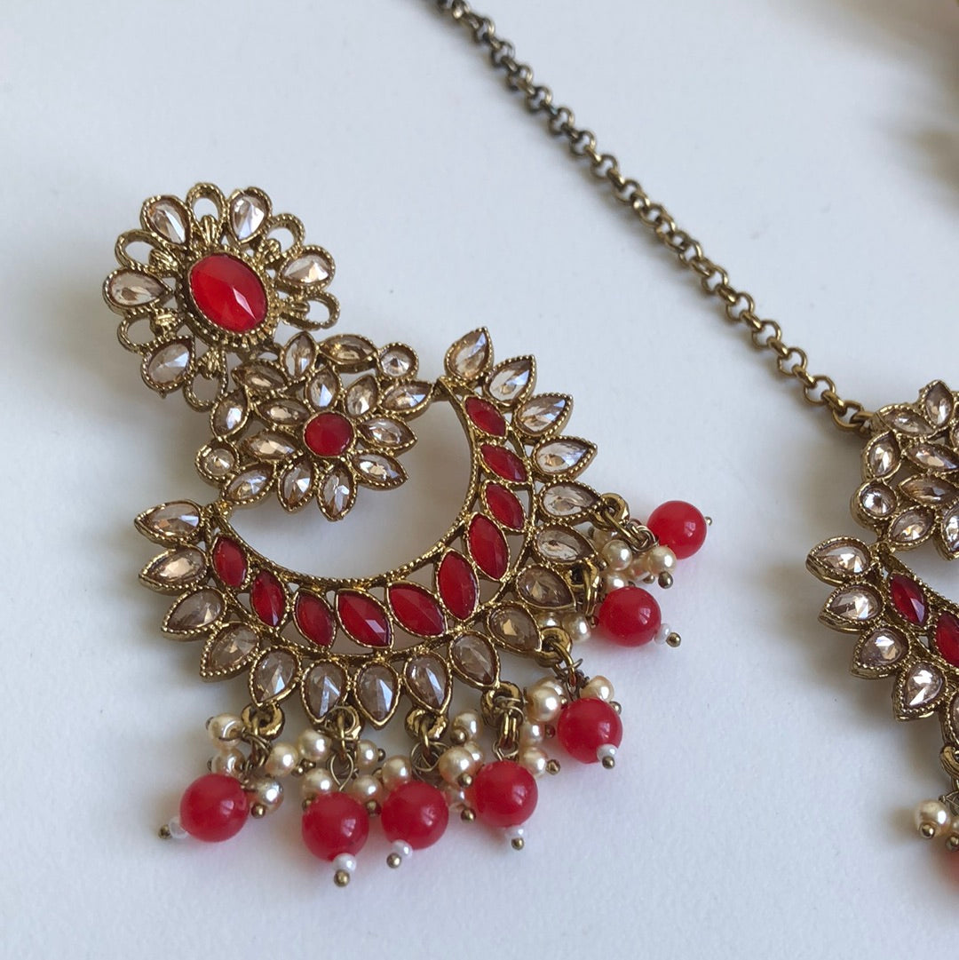 Light Red Crystal Chandelier Earrings