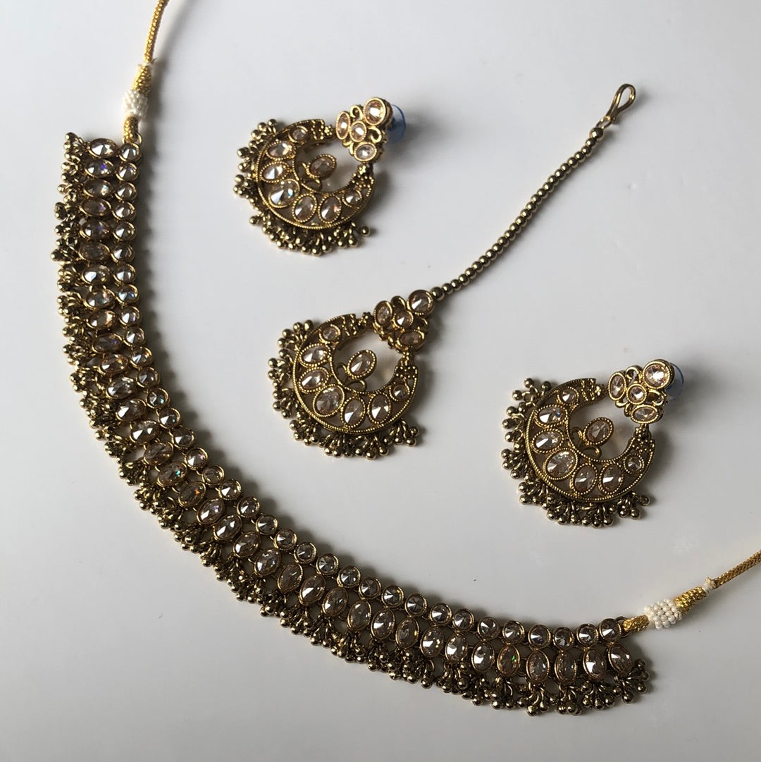 Pearless Gold Polki Necklace Set