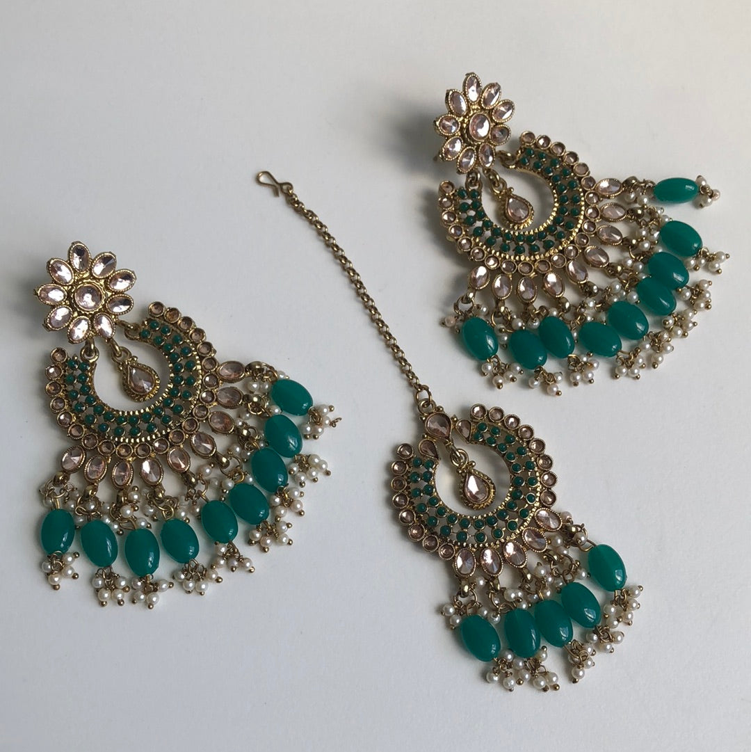 Deep Green Earring Tikka Set