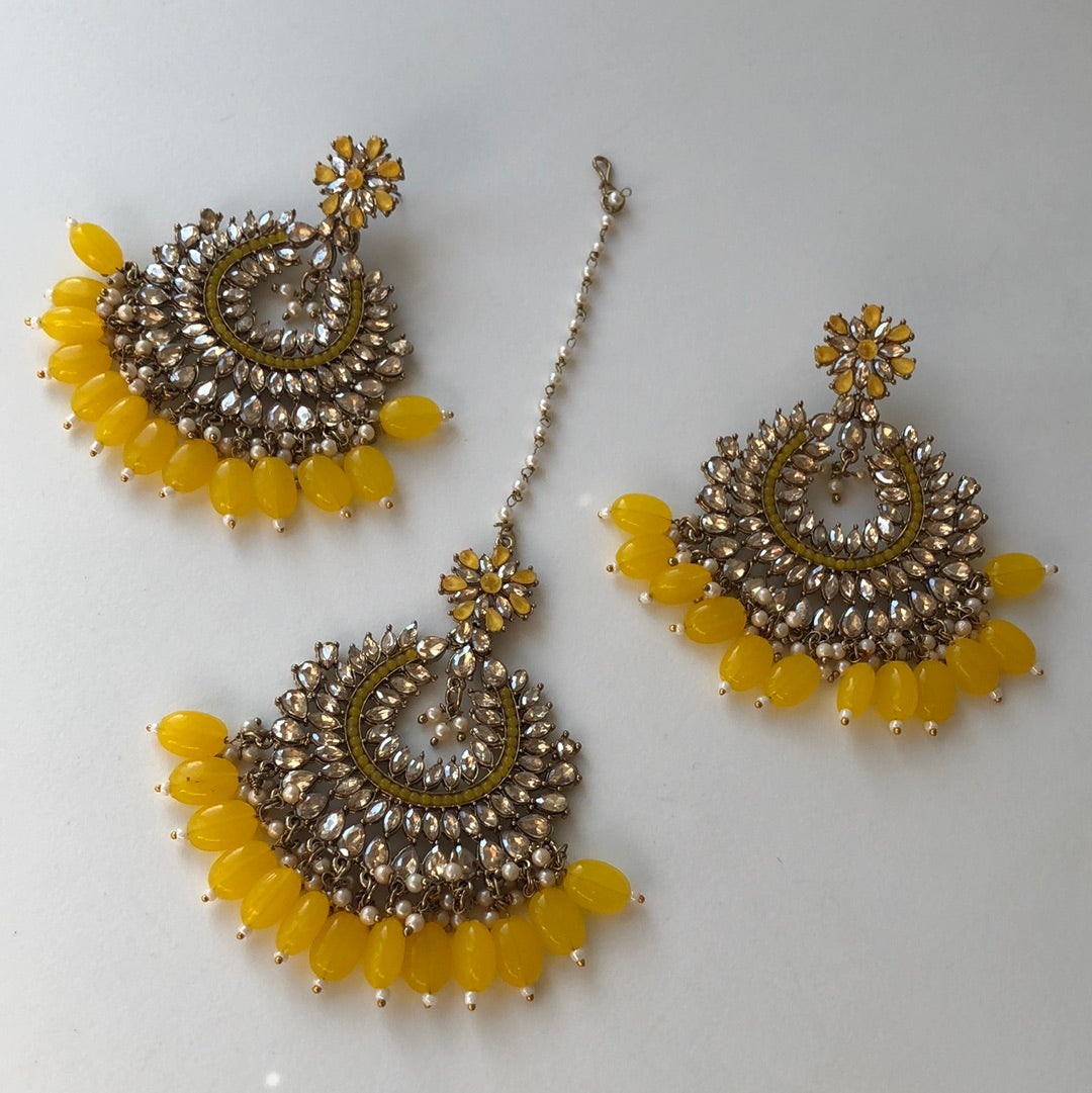 Haldi/Yellow Stone Earrings Tikka